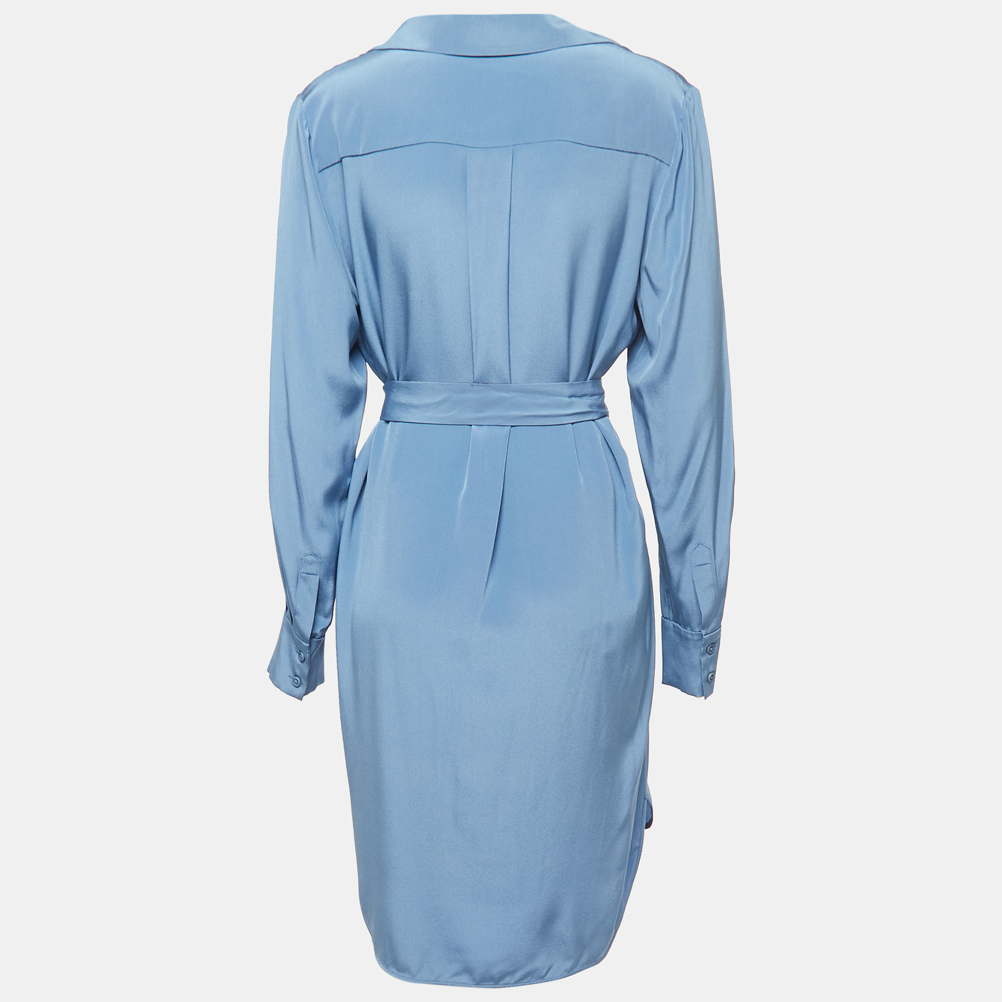 

Diane Von Furstenberg Blue & Violet Silk Button Front belted Shirt Dress