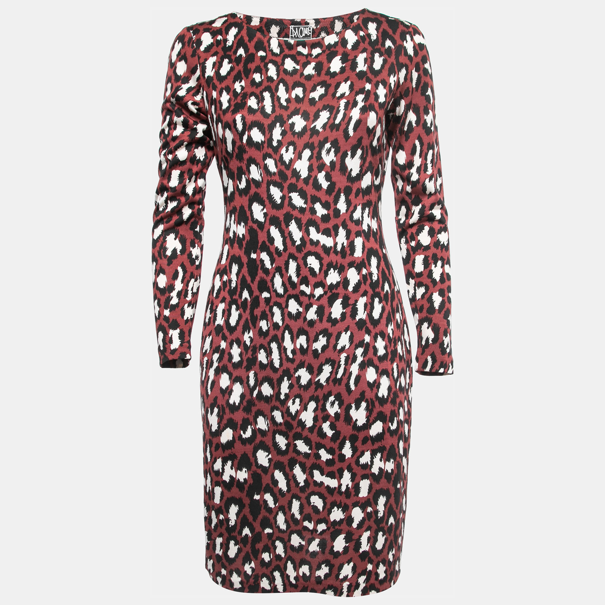 

Diane by Diane Von Furstenberg Burgundy Animal Printed Silk Knit Muriel Dress M