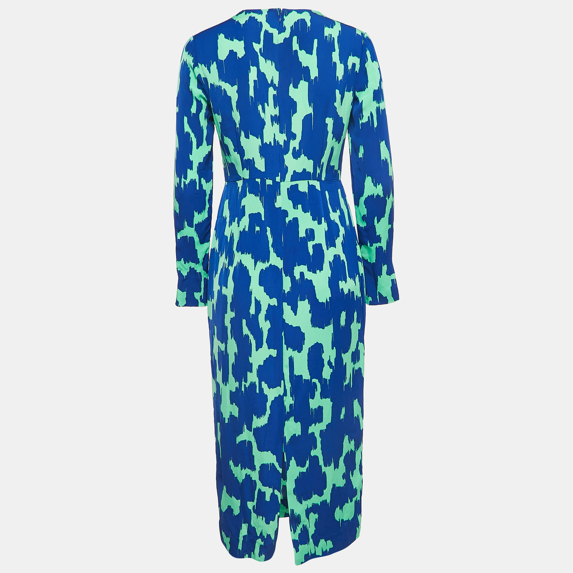 

Diane von Furstenberg Blue/Green Print Crepe Midi Dress