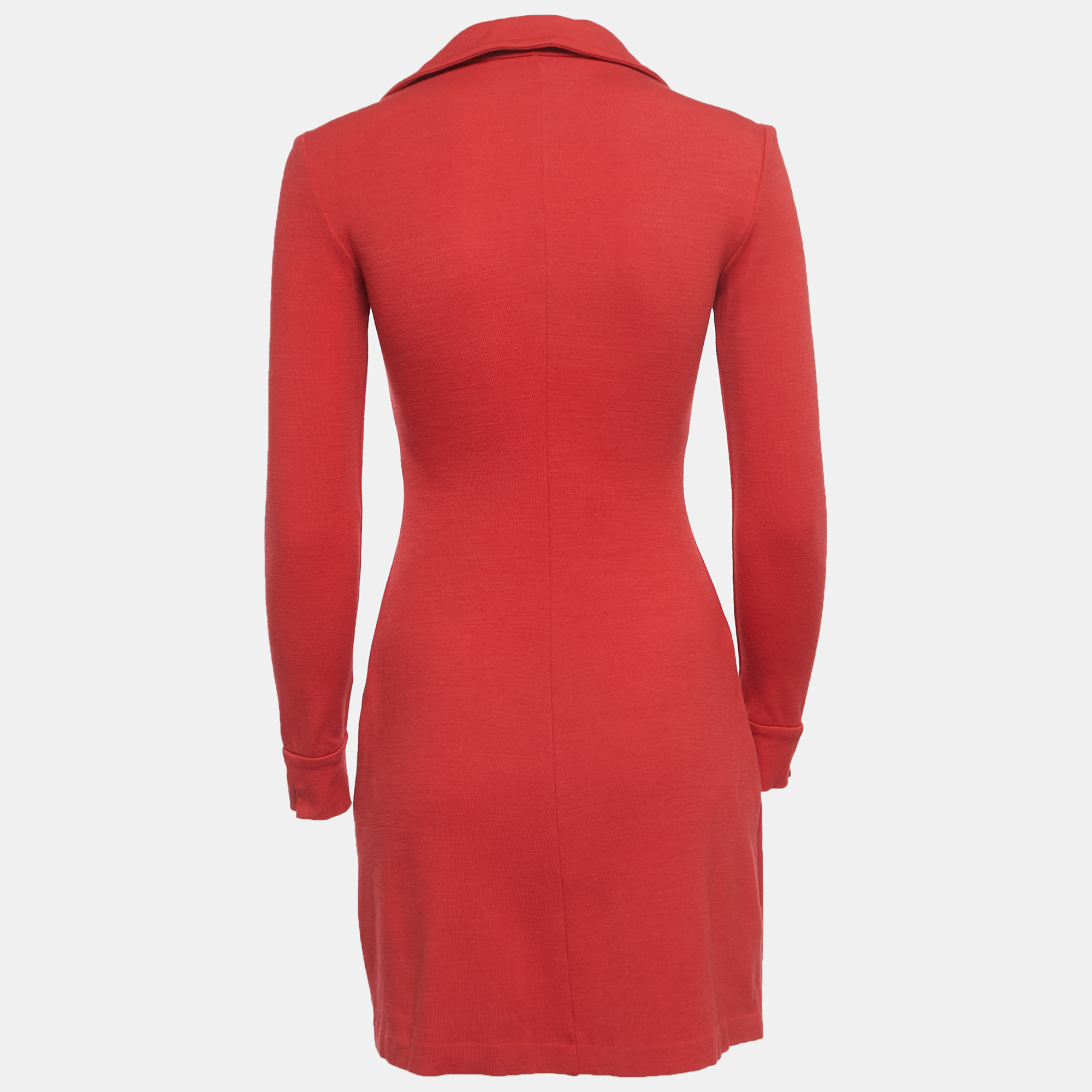 

Diane Von Furstenberg Red Wool Knot Detail Mini Dress