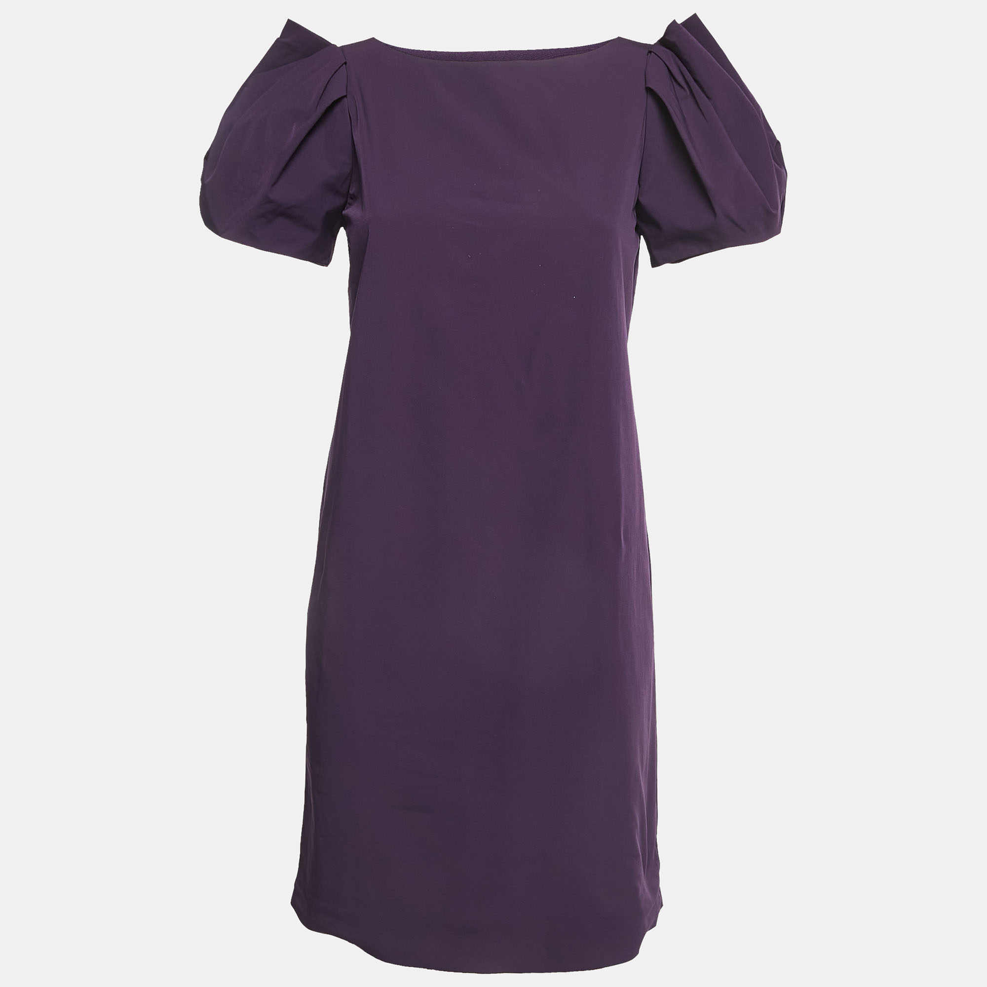 

Diane Von Furstenberg Purple Stretch Crepe Draped Sleeve Mini Dress