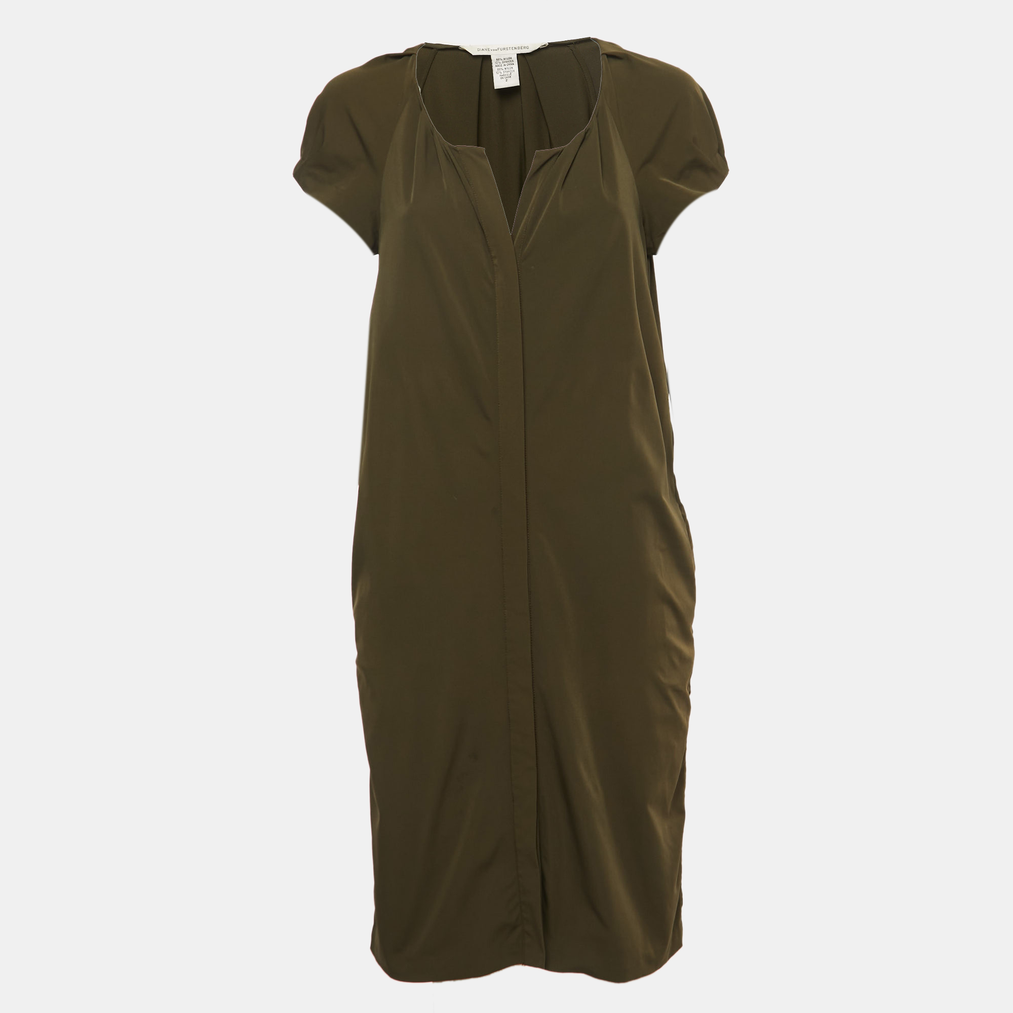 

Diane Von Furstenberg Olive Green Stretch Knit Luisa Mini Dress S