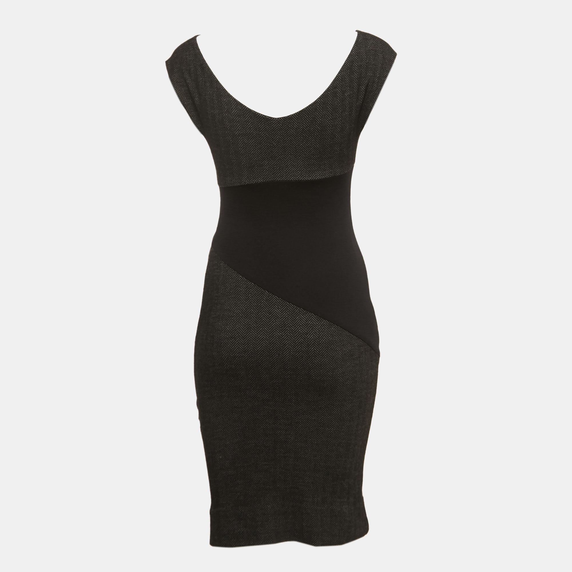 

Diane Von Furstenberg Black Wool Blend Draped Sleeveless Short Dress