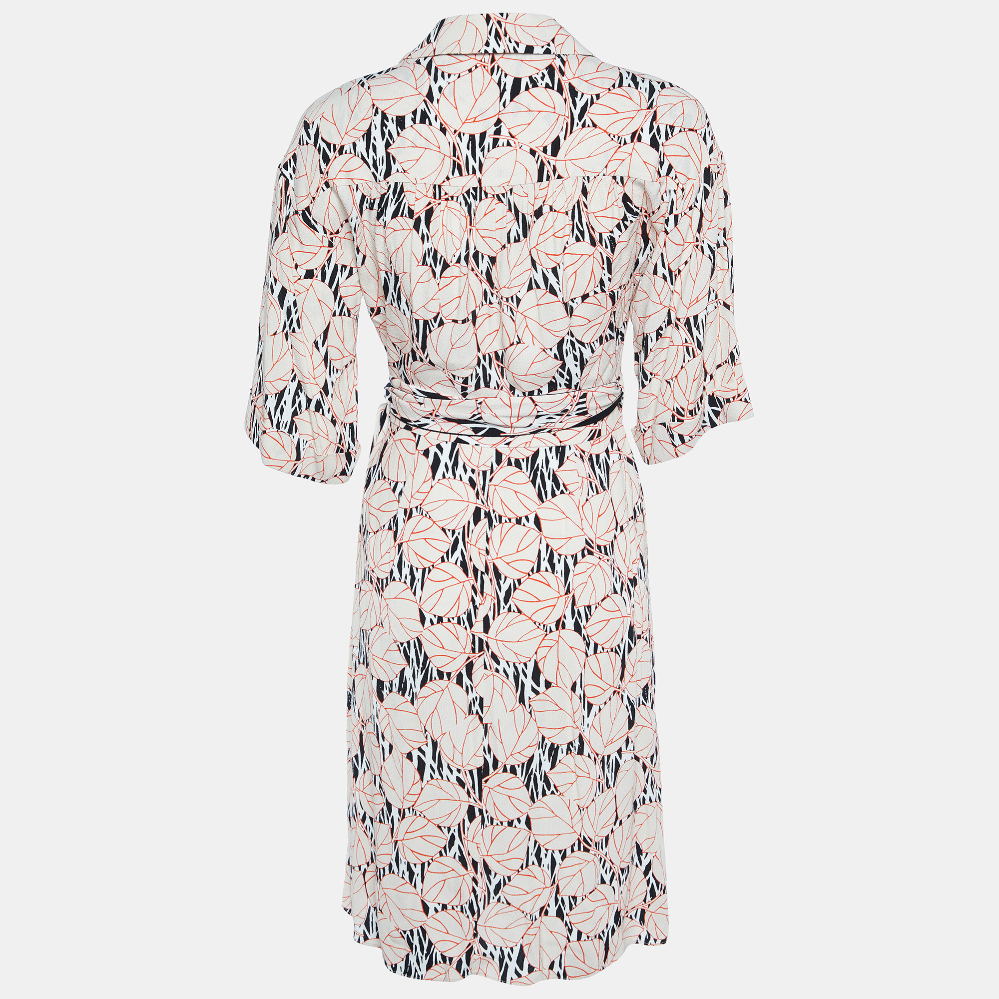 

Diane Von Furstenberg Light Orange Print Crepe Wrap Mini Dress