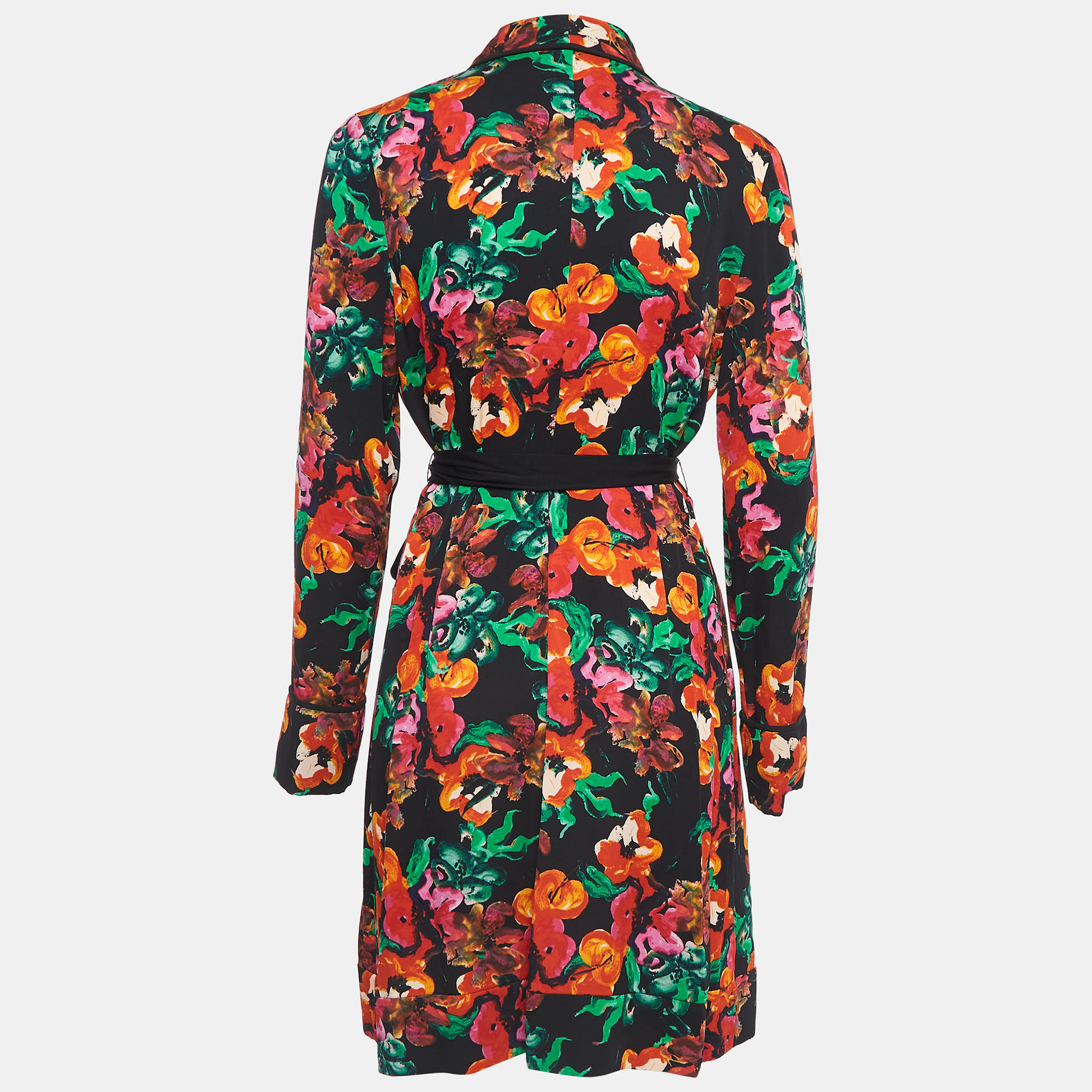 Diane Von Furstenberg Multicolour Printed Georgette Belted Jacket S 