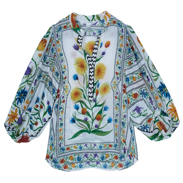 Diane Von Furstenberg Syrah Floral Cotton Top S