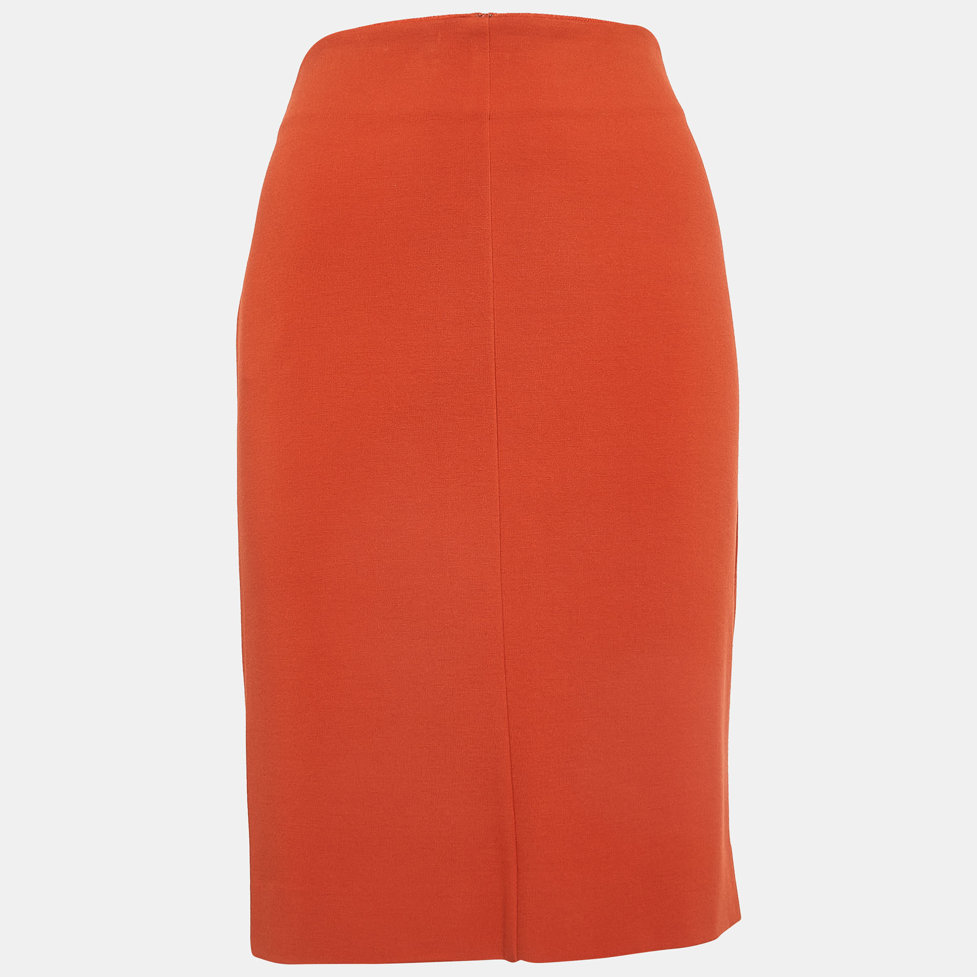 Pre-owned Diane Von Furstenberg Orange Knit Esme Pencil Skirt M