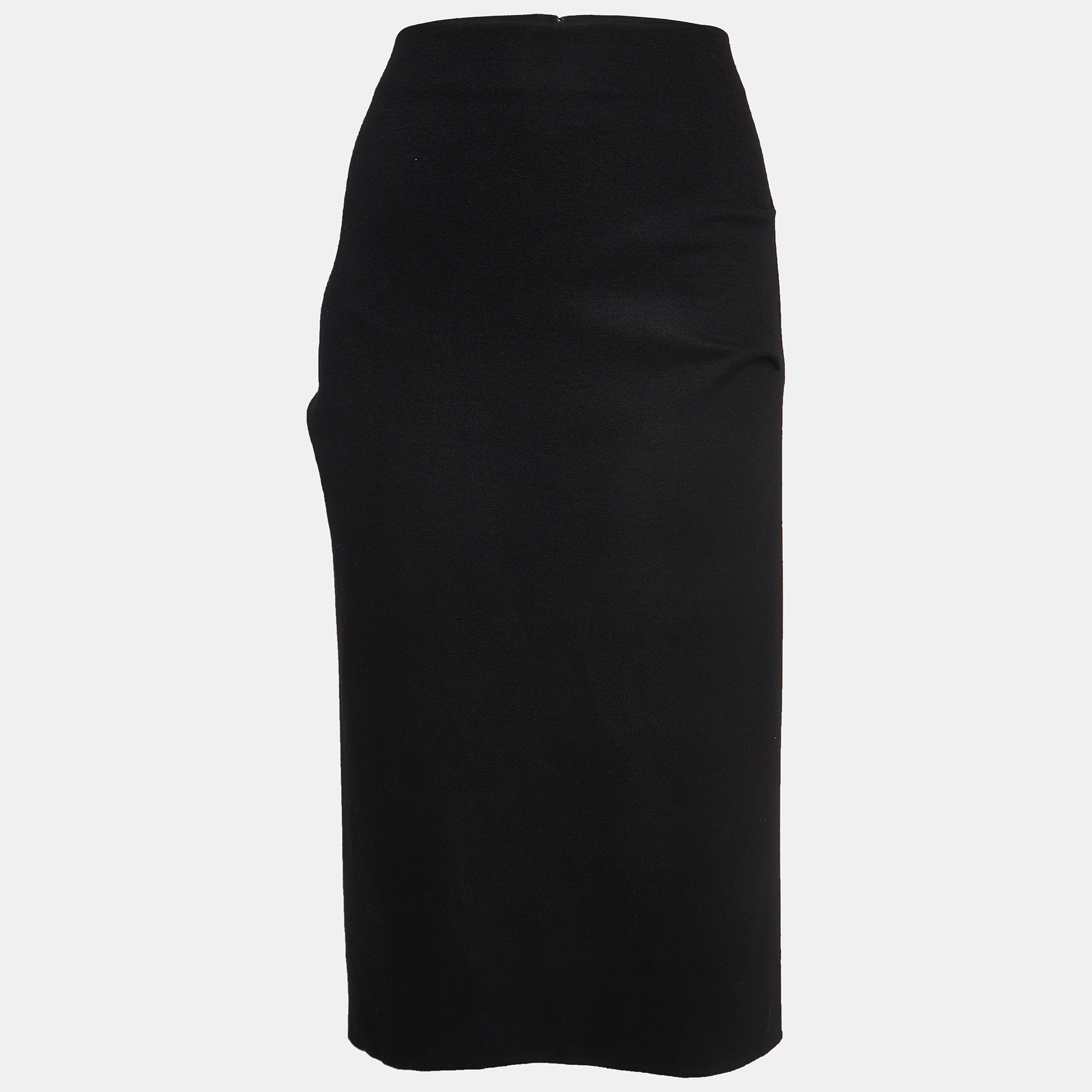 

Diane Von Furstenberg Black Wool Pleated Detail Pencil Skirt