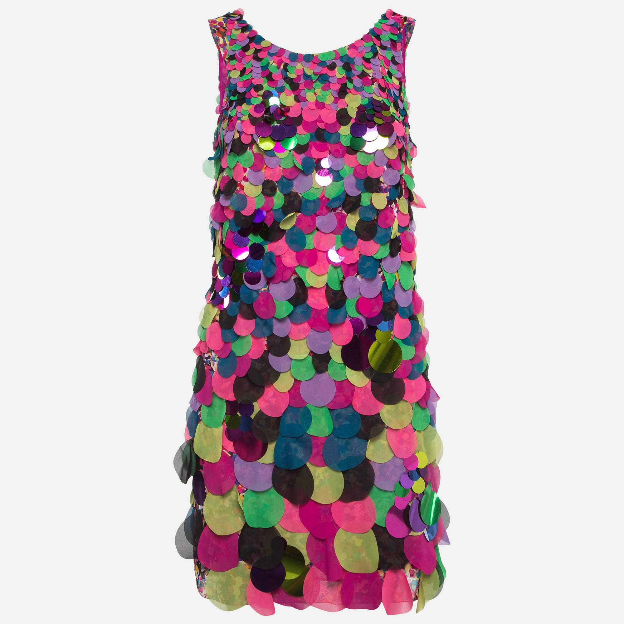 

Diane Von Furstenberg Multicolor Embellished Silk V Neck Mini Dress S