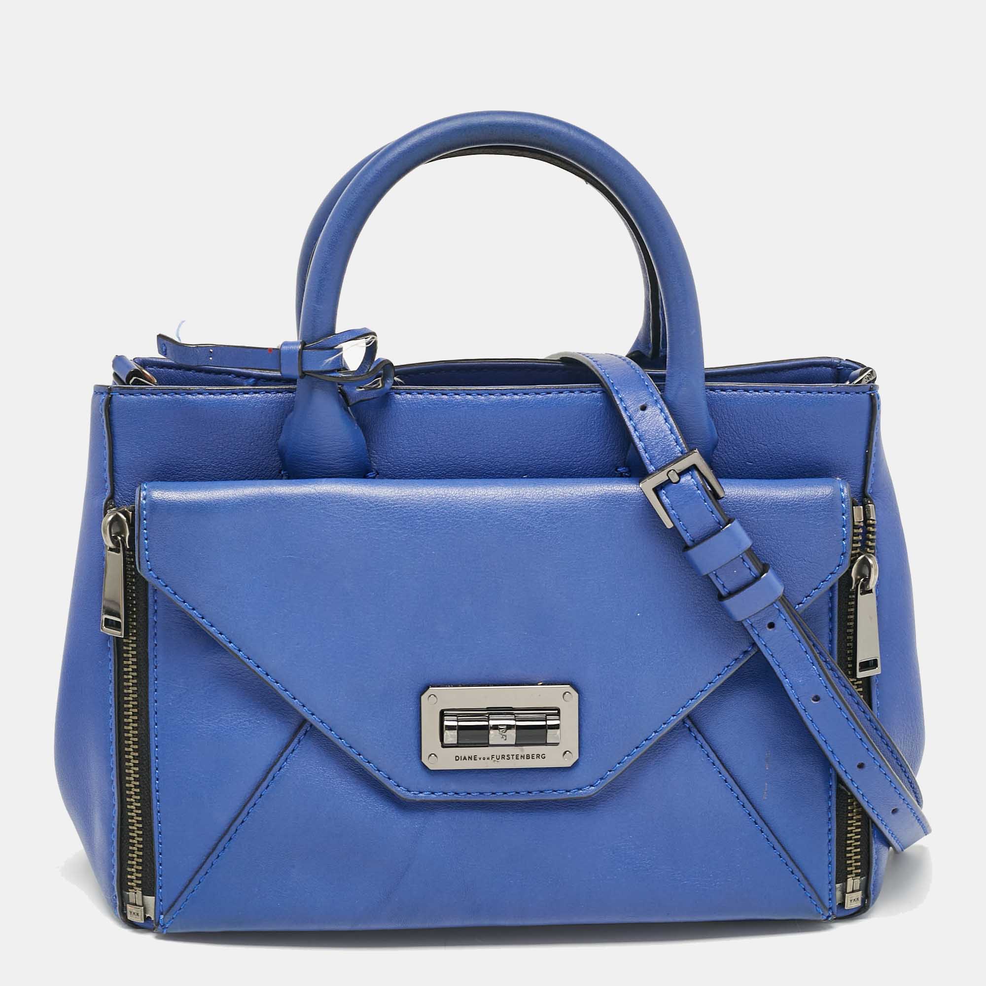 

Diane Von Furstenberg Blue Leather Secret Agent Tote