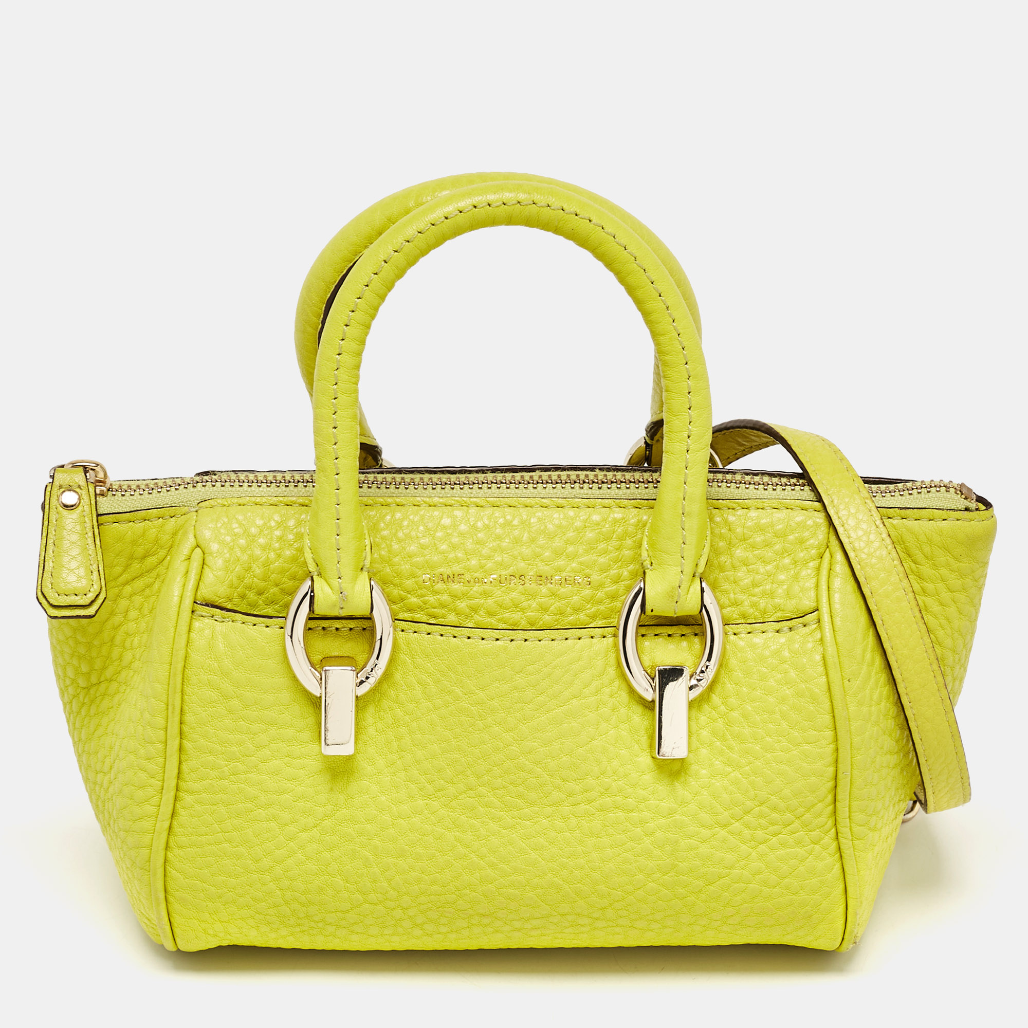 

Diane Von Furstenberg Yellow Leather Mini Sutra Top Handle Bag