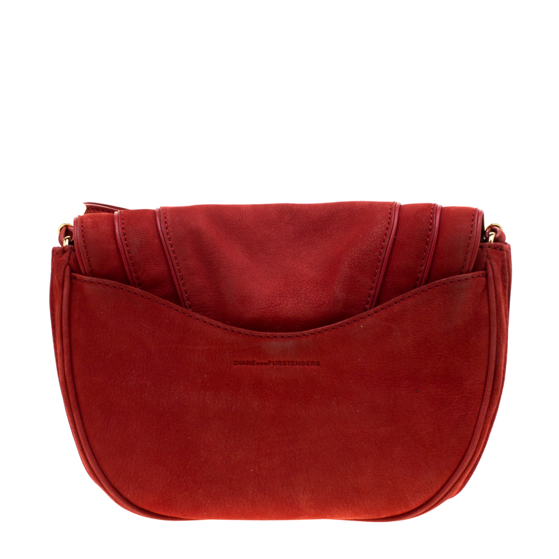 Diane Von Furstenberg Red Nubuck Leather Bullseye Crossbody Bag