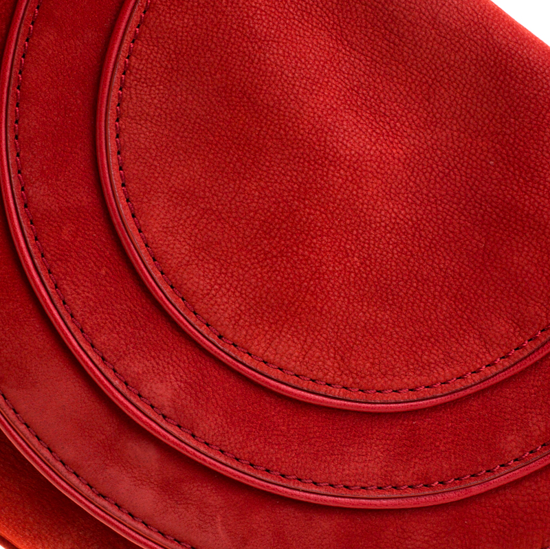 Diane Von Furstenberg Red Nubuck Leather Bullseye Crossbody Bag