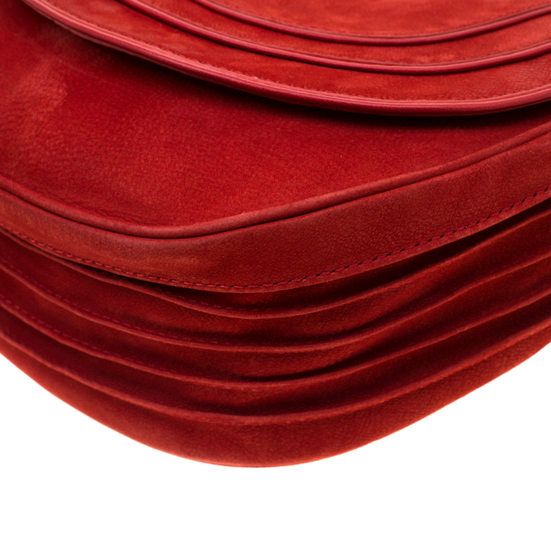 Diane Von Furstenberg Red Nubuck Leather Bullseye Crossbody Bag