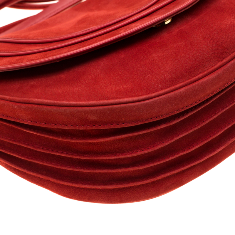 Diane Von Furstenberg Red Nubuck Leather Bullseye Crossbody Bag