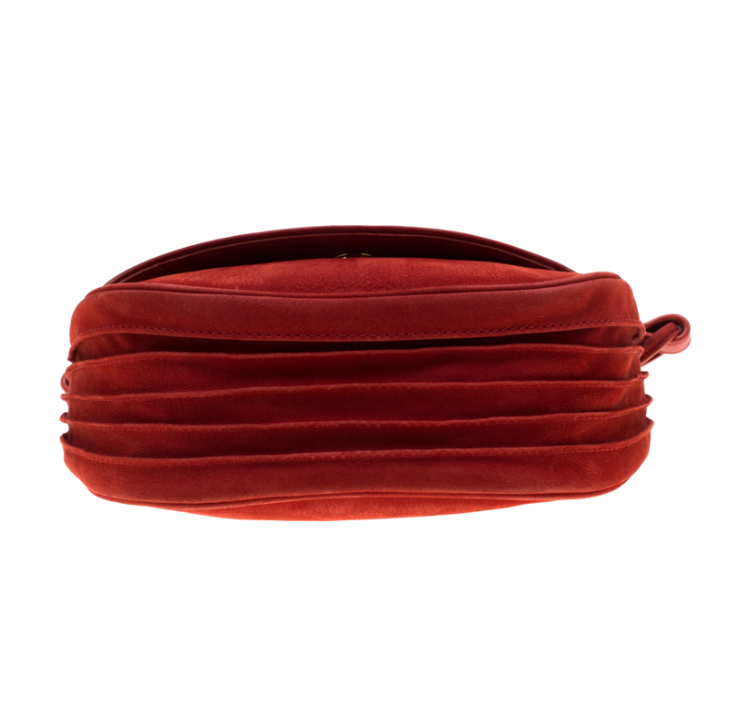 Diane Von Furstenberg Red Nubuck Leather Bullseye Crossbody Bag