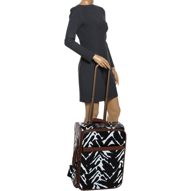 

Diane Von Furstenberg Black/White Printed Canvas Rolling Suitcase