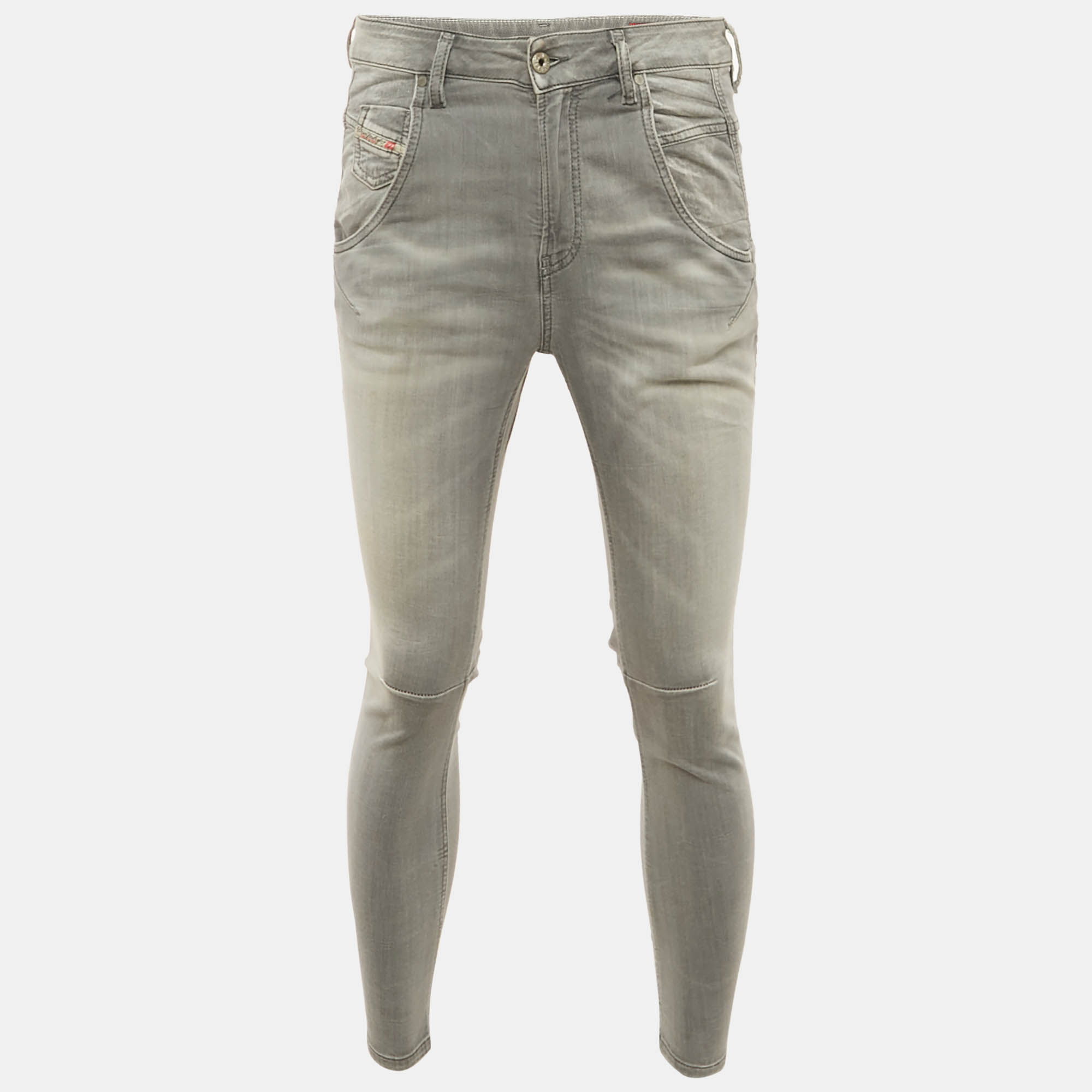 Pre-owned Diesel Grey Washed Denim Jeans S In Gray