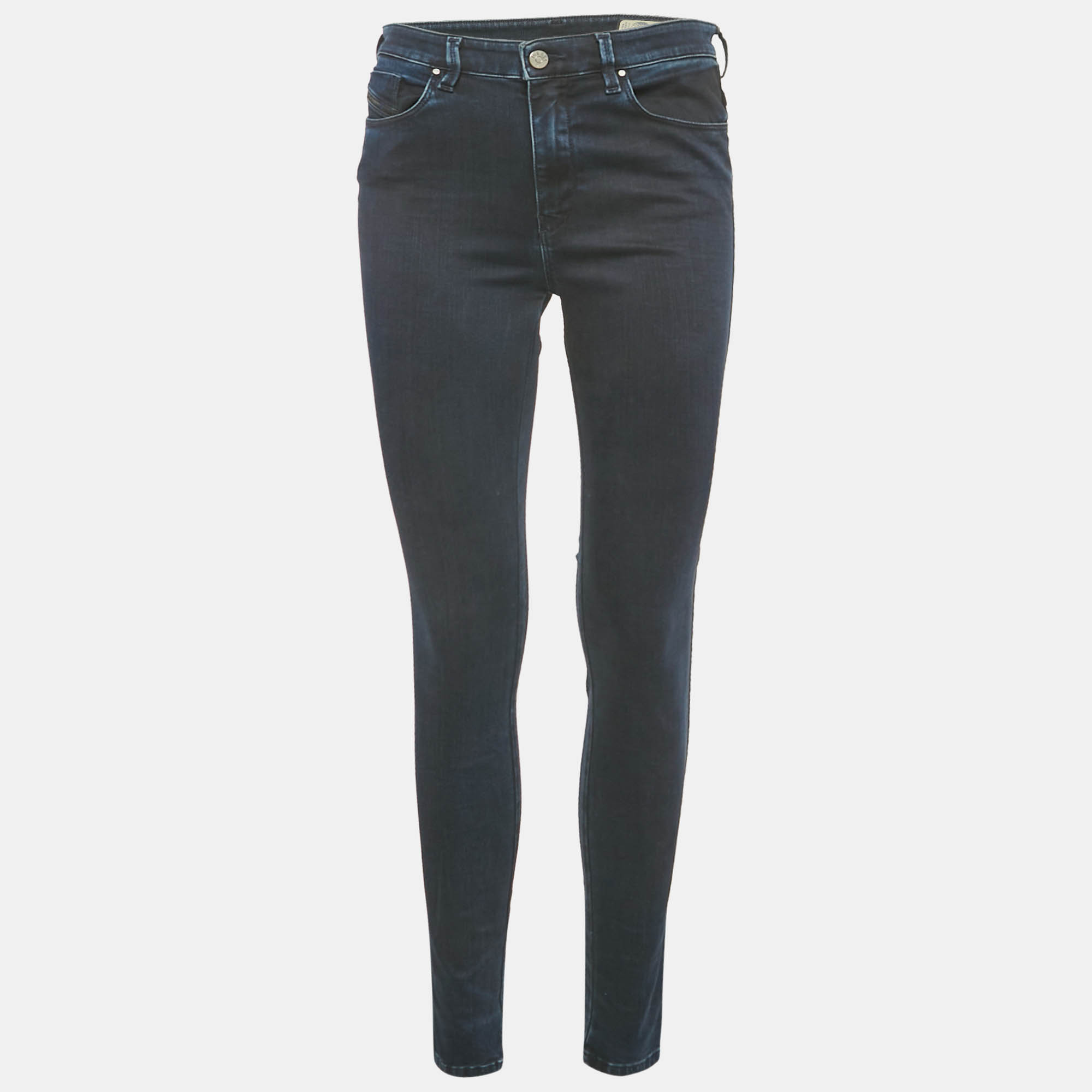 Pre-owned Diesel Navy Blue Denim Skinzee High Jeans M Waist 28"