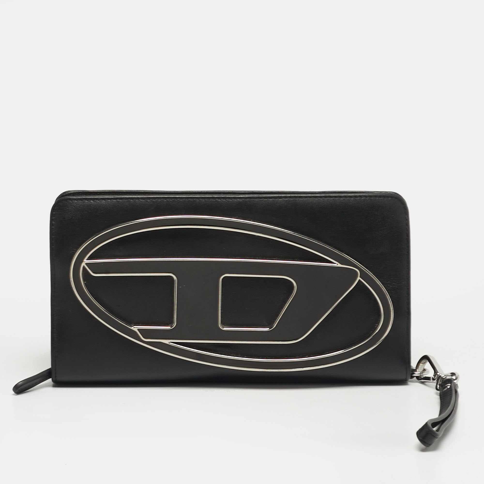 

Diesel 1DR Black Leather Wallet On Strap