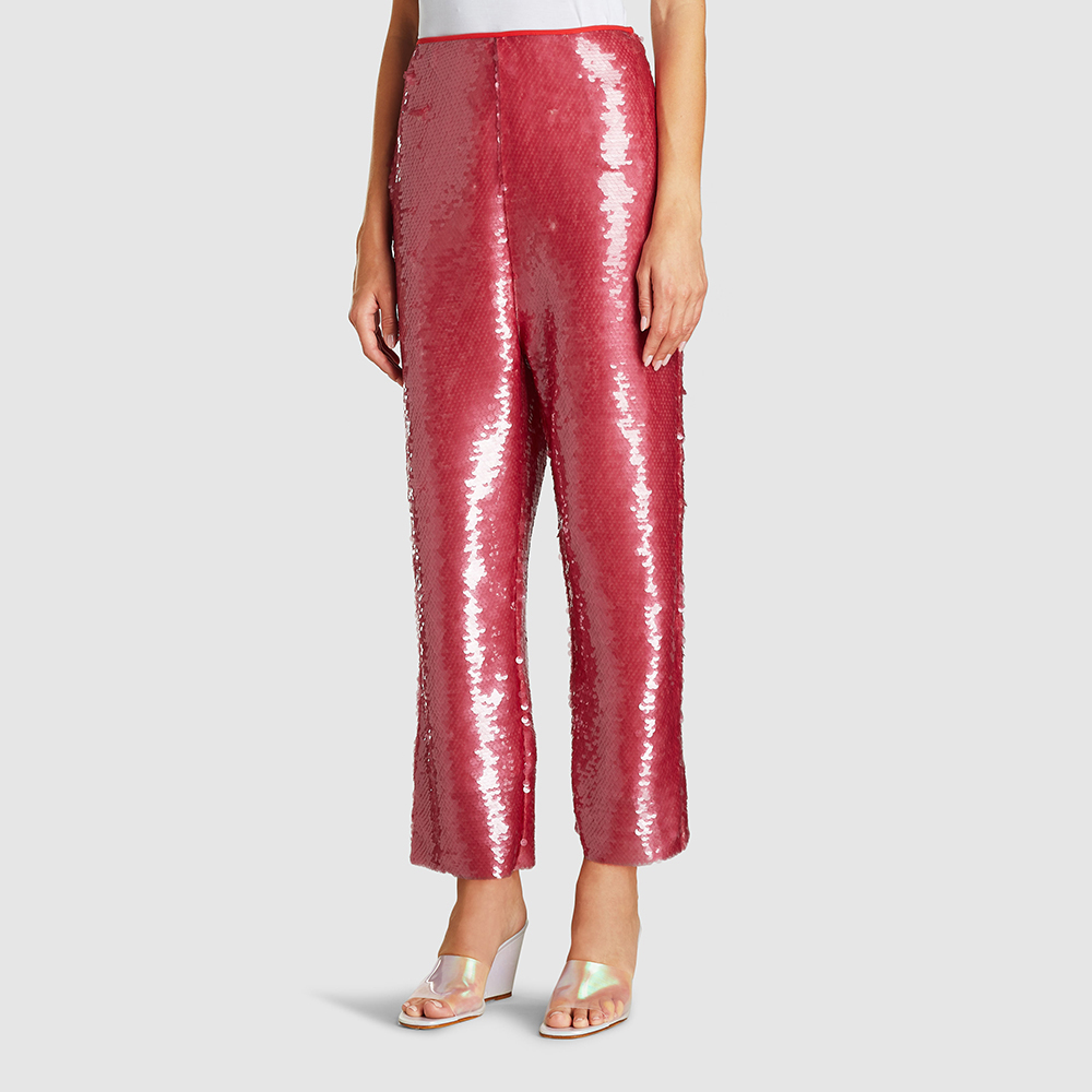 

Dima Ayad Pink Sequined Wide Leg Trousers Size