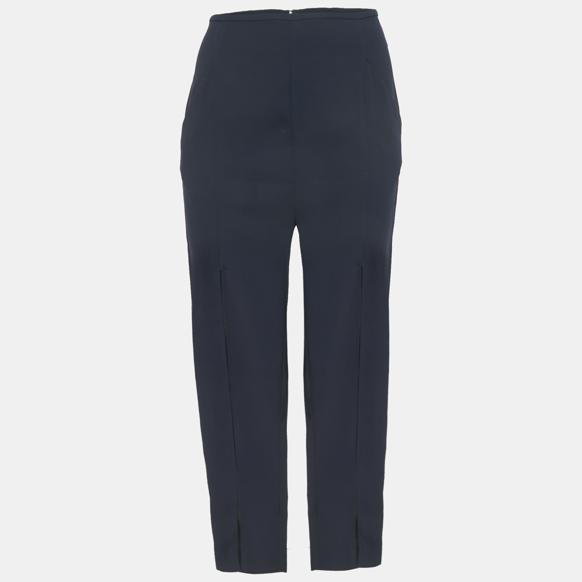 

Dion Lee Navy Blue Crepe Bar-tack Detail Trousers S