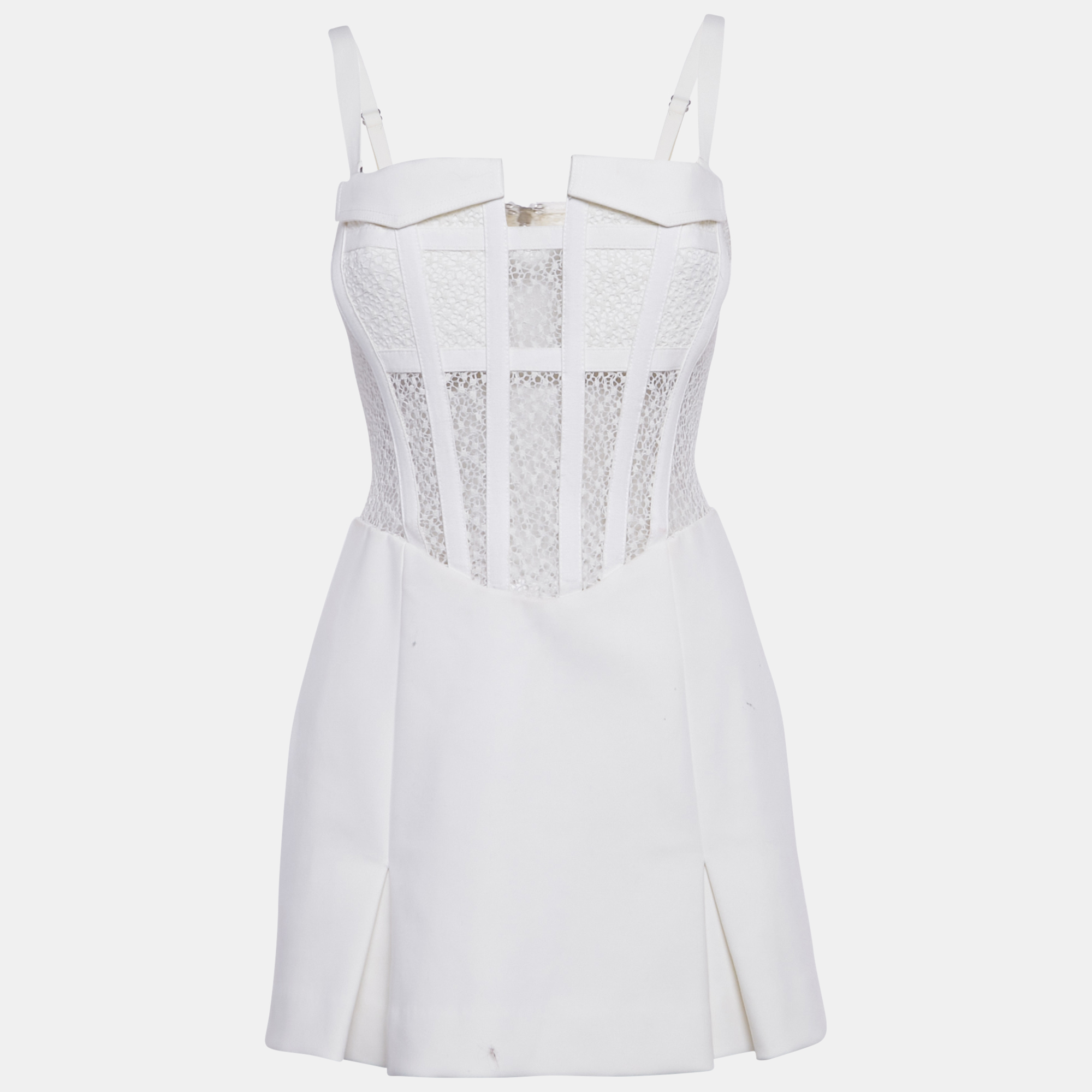 

Dion Lee White Mesh and Cotton Corset Mini Dress S