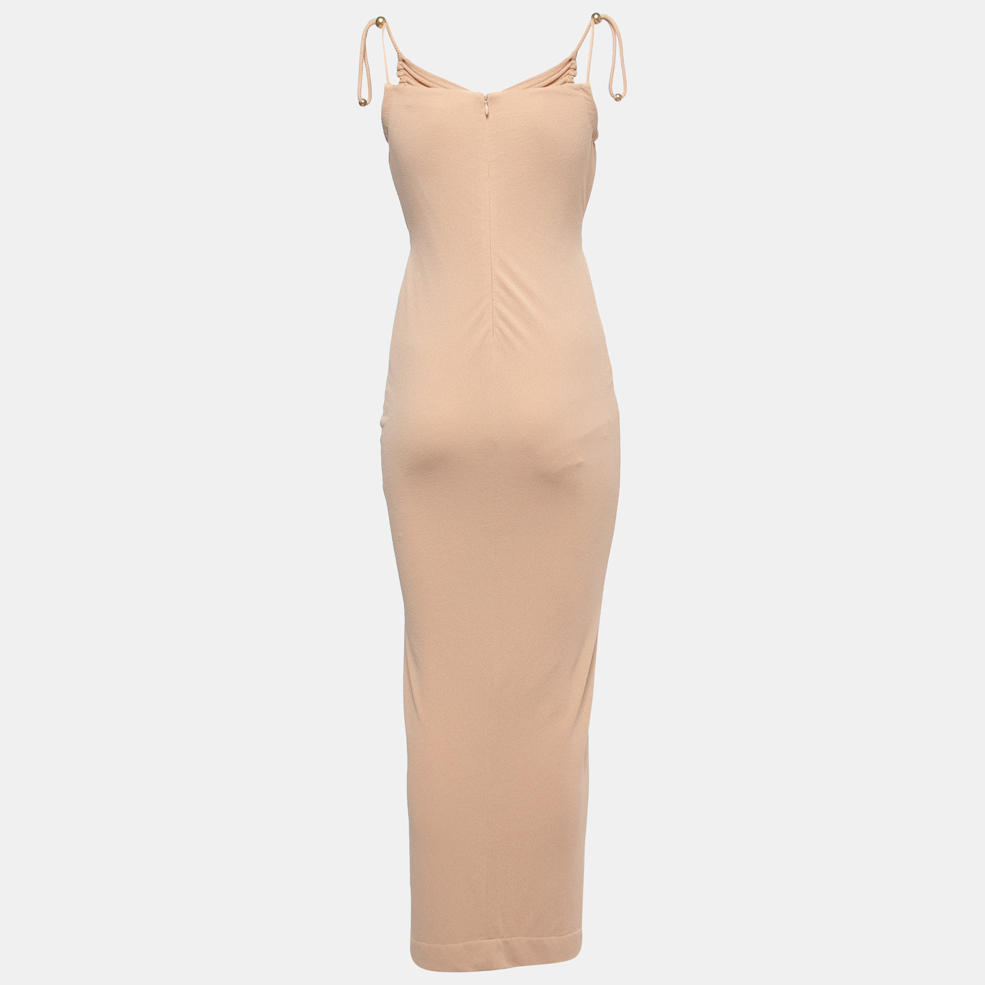 

Dion Lee Beige Knit Ruched Butterfly Maxi Dress
