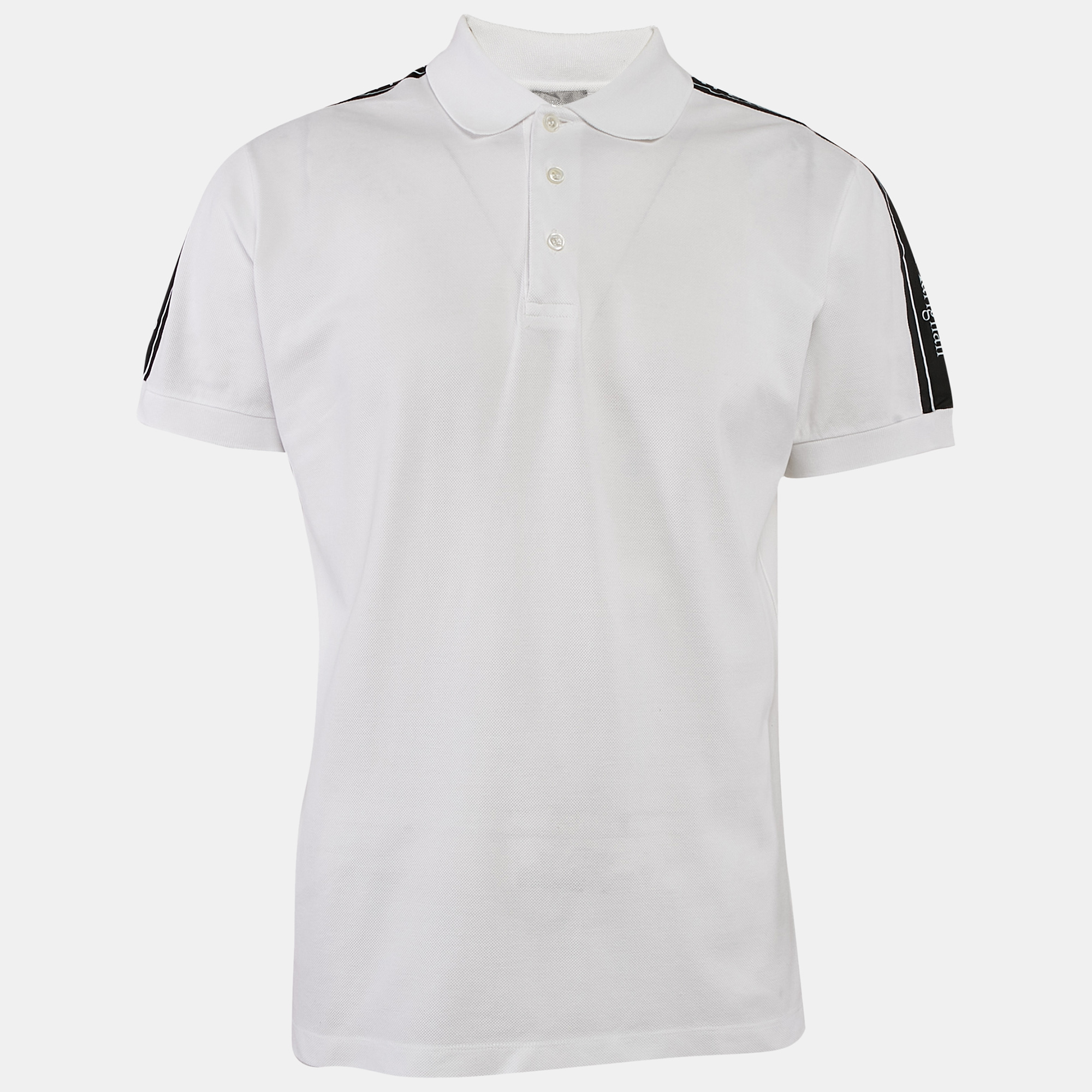 

Dior Homme Cotton Pique Contrast Logo Tape Trimmed Polo T-Shirt L, White