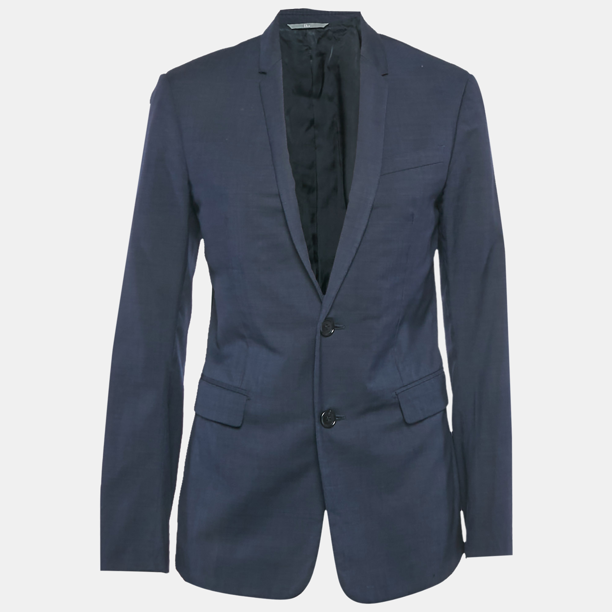 Pre-owned Dior Navy Blue Wool Single Breasted Blazer L