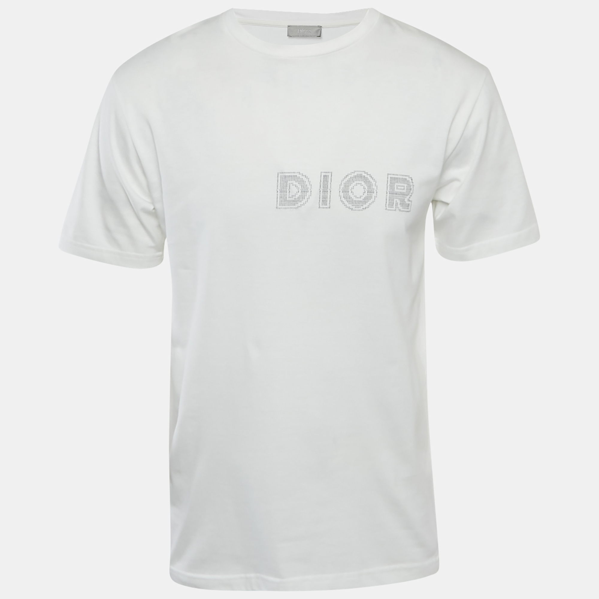 Pre-owned Dior White Cotton Logo Printed Crew Neck T-shirt S