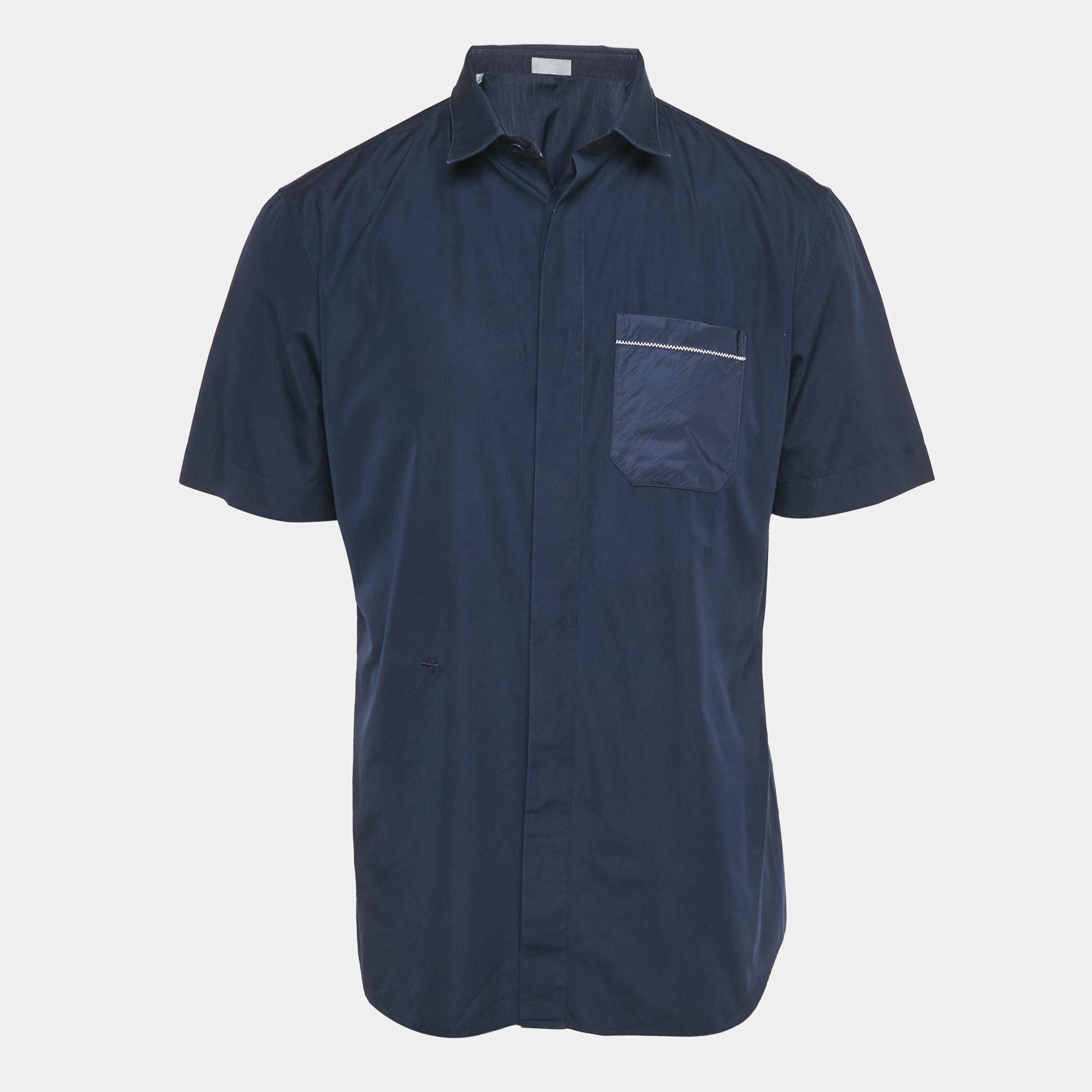 

Dior Homme Navy Blue Cotton Short Sleeve Shirt L
