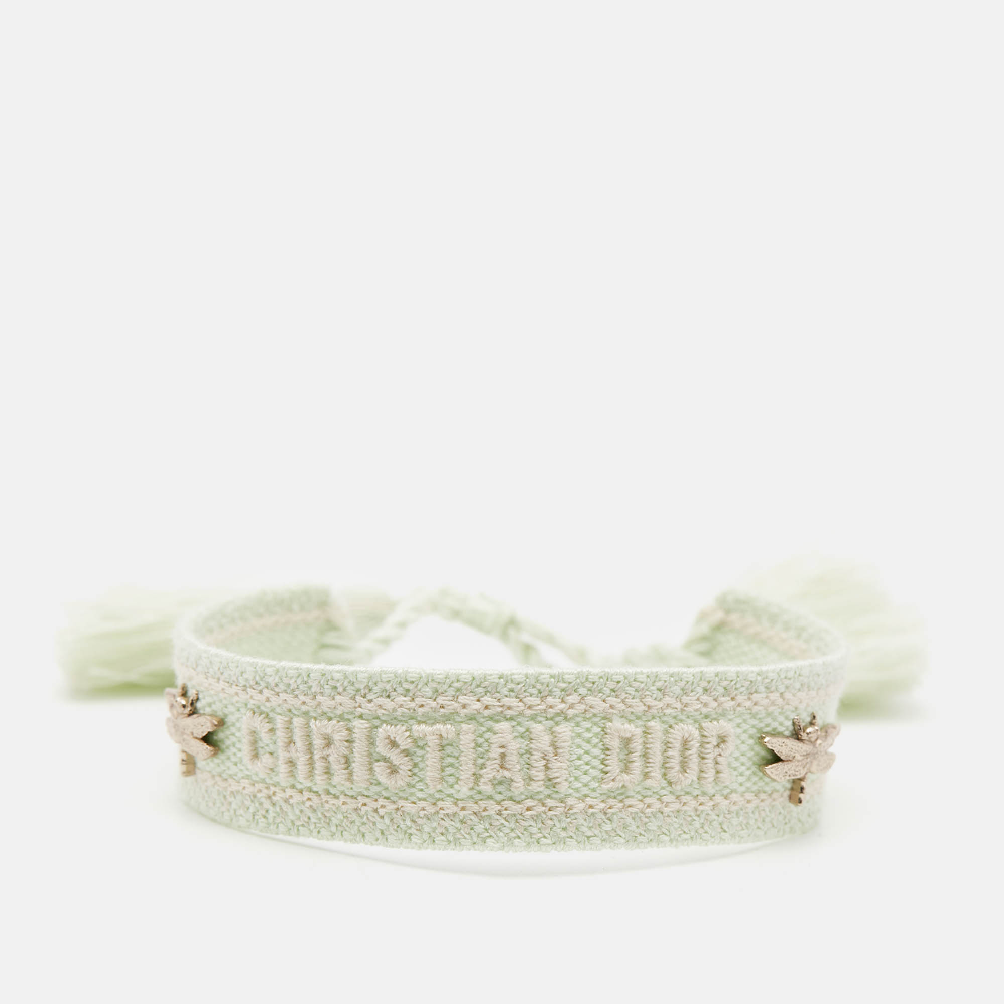 

Dior J'Adior Bee Woven Fabric Gold Tone Bee Bracelet