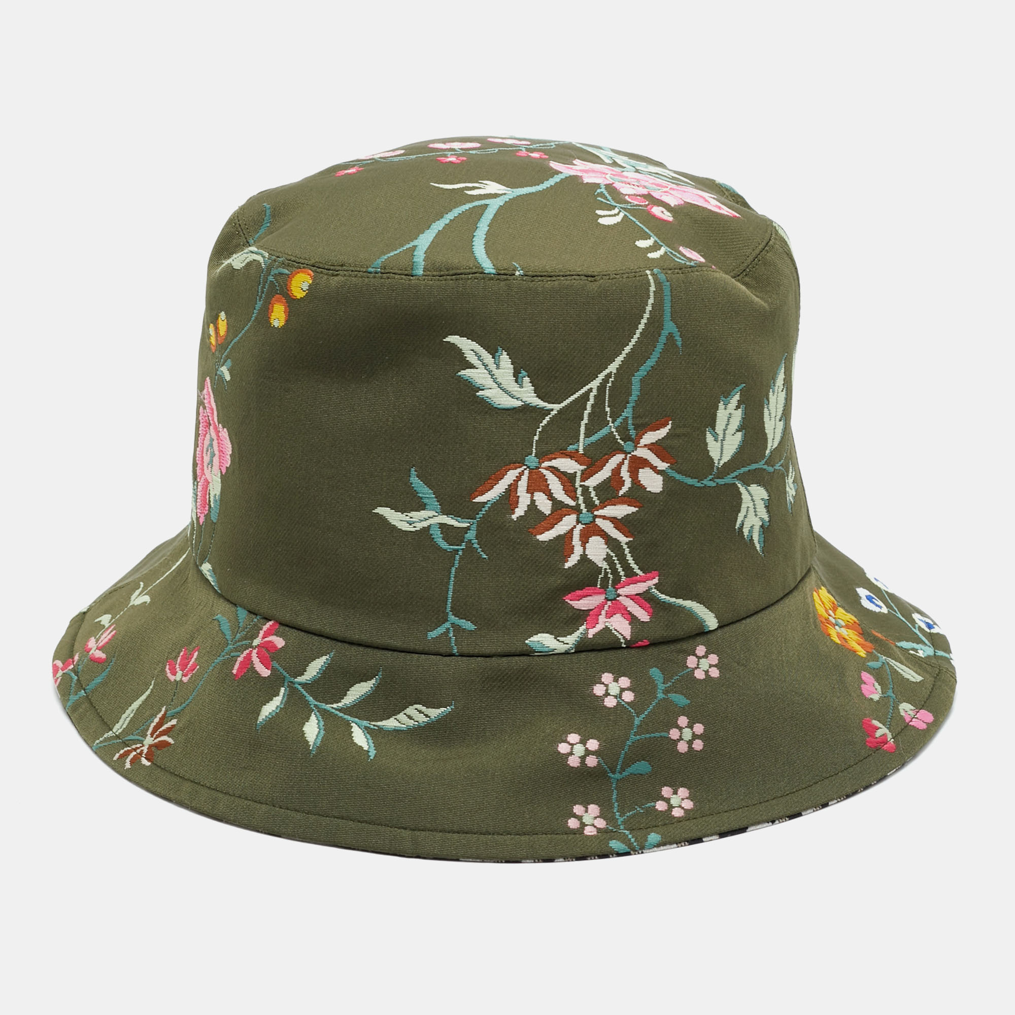 

Christian Dior Green Teddy-d Dior Petites Fleurs Reversible Bucket Hat Size