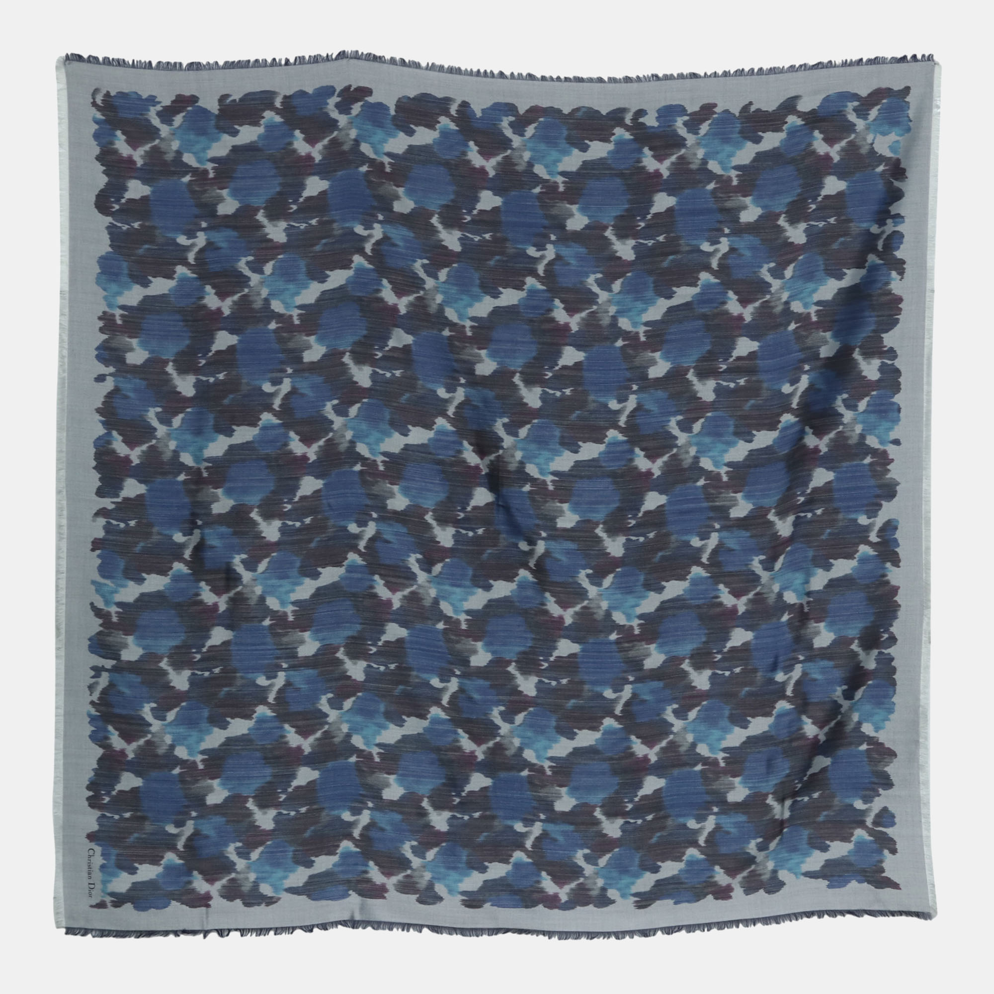 Pre-owned Dior Silk/wool Scarf In Blue