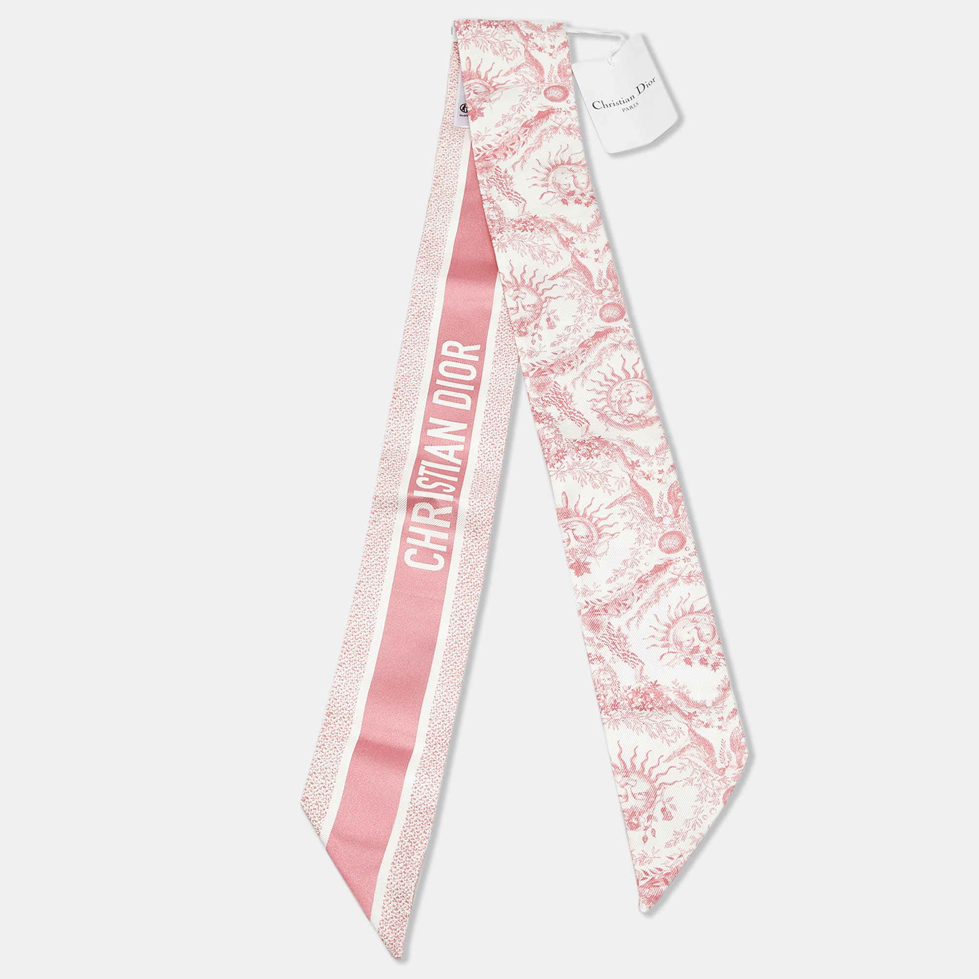 

Christian Dior Pink Toile de Jouy Soleil Print Satin Mitzah Scarf