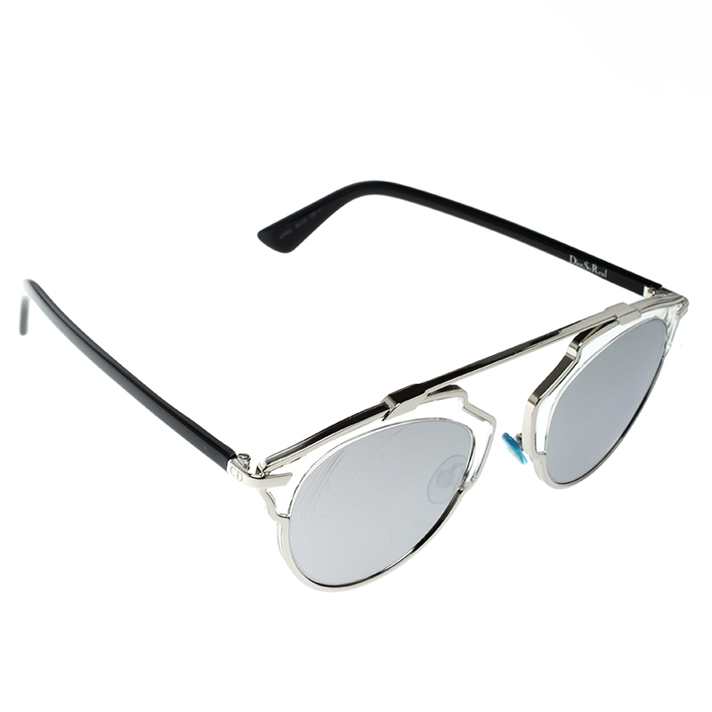 Pre Owned Dior Silver Mirrored APPDC So Real Round Sunglasses