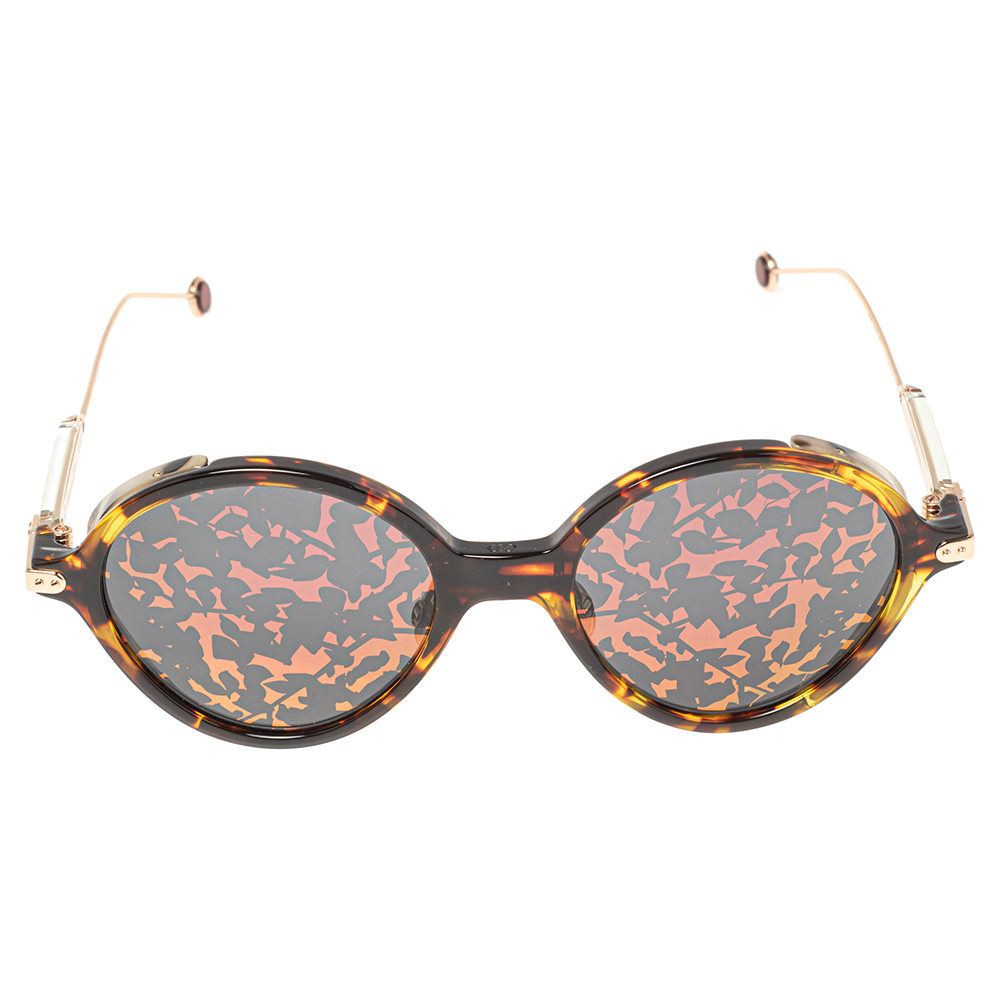 

Dior Tortoise/Pink Acetate DiorUmbrage Mirror Round Sunglasses, Brown