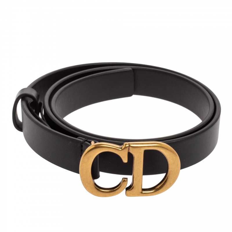 

Dior Black Matte Leather Saddle Slim Belt