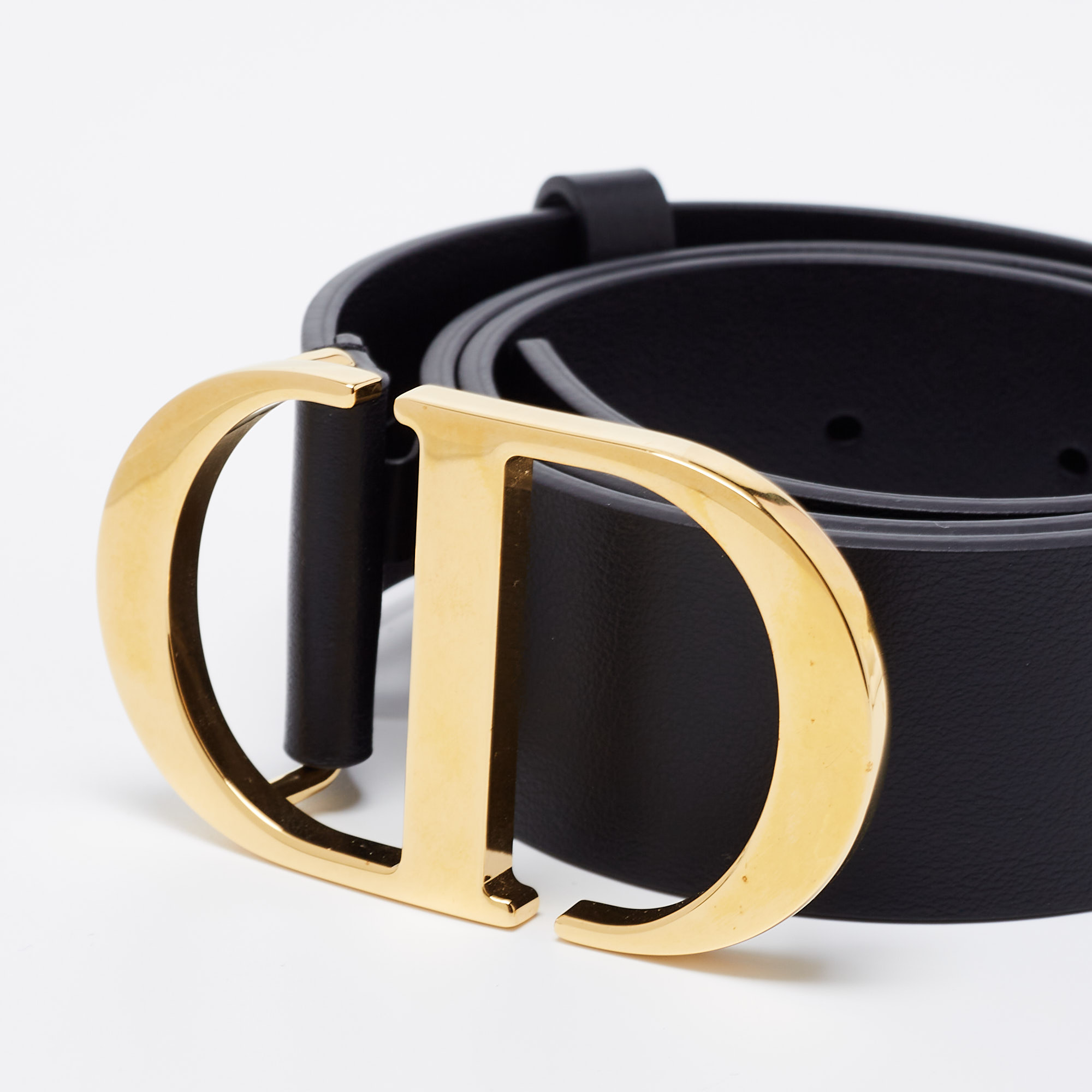 

Dior Black Leather CD Logo Buckle Belt