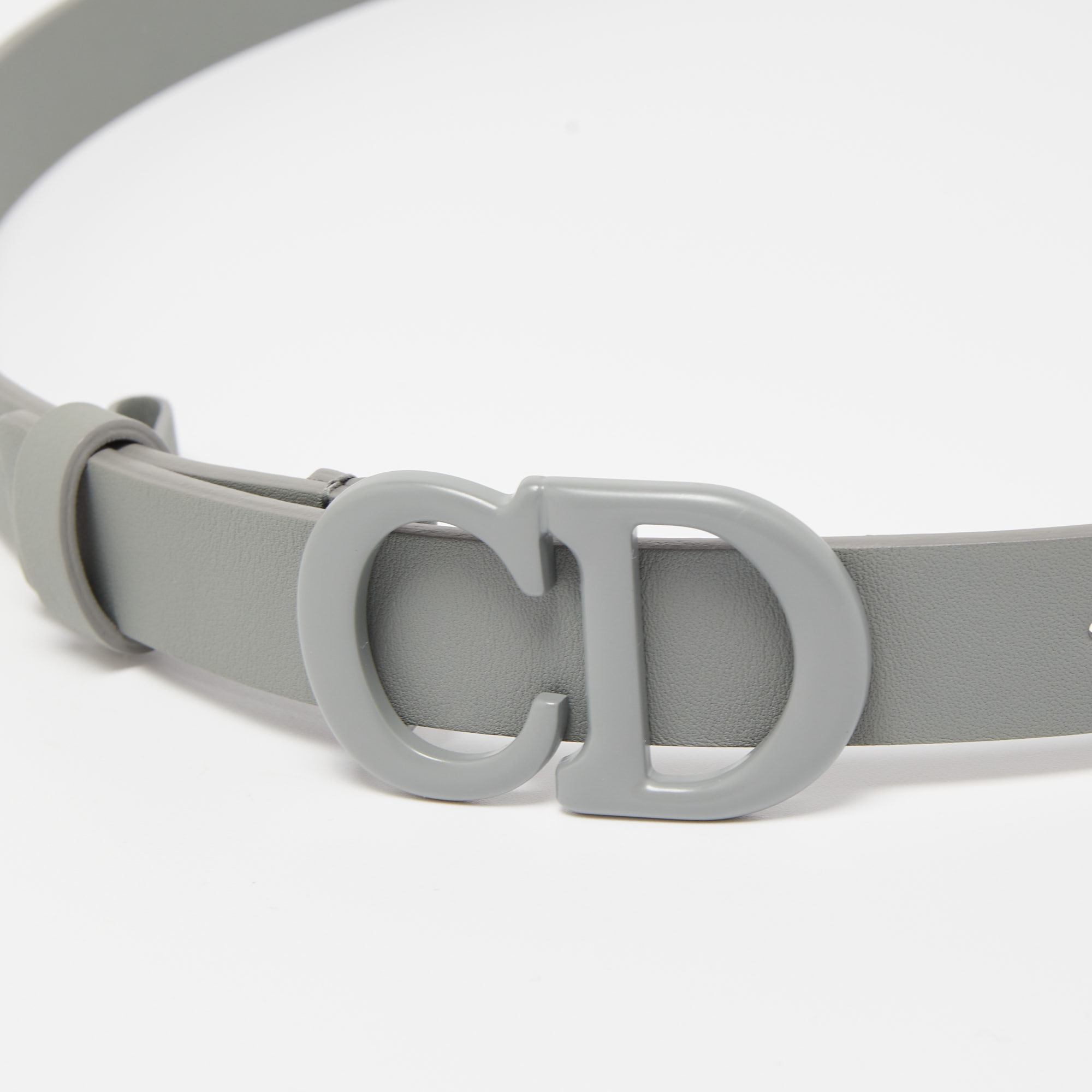 

Dior Grey Matte Leather Saddle Slim Belt