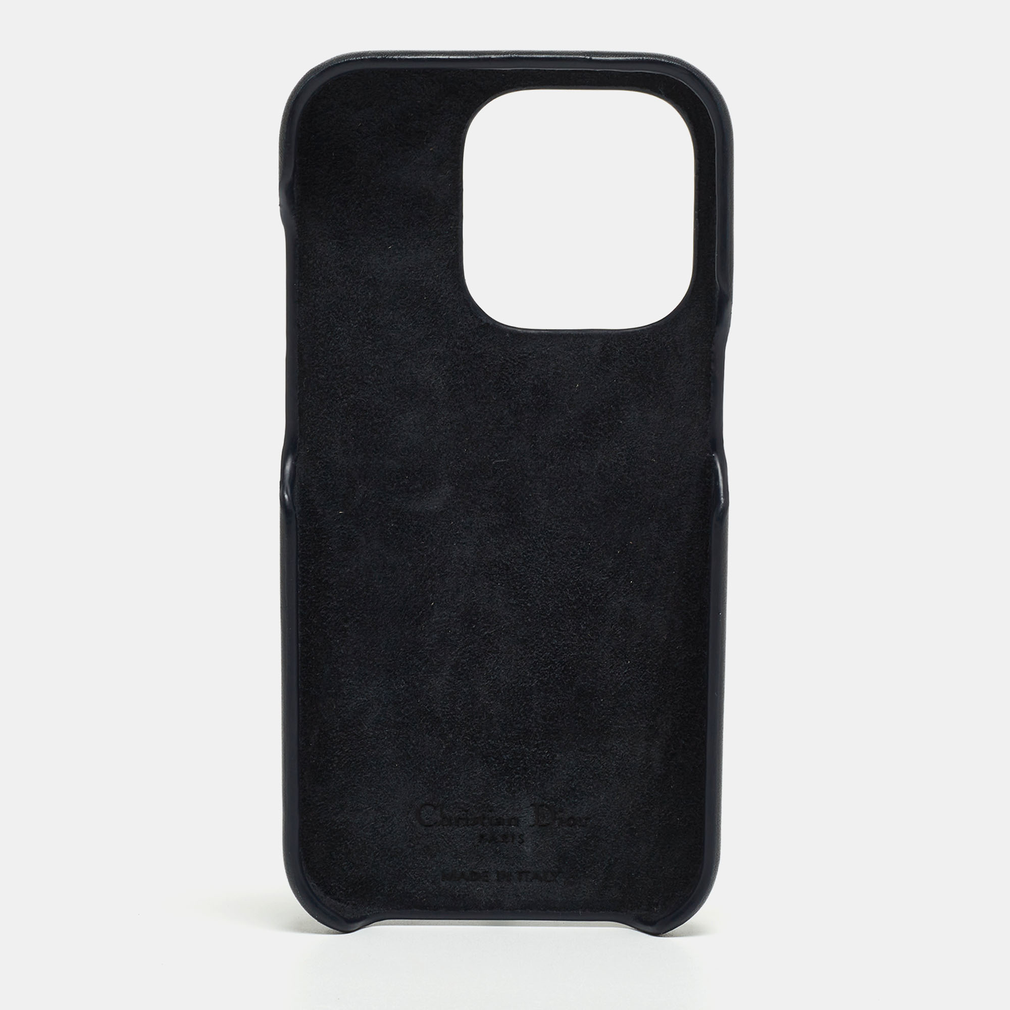

Dior Navy Blue/Beige Oblique Jacquard and Leather Saddle iPhone 14 Pro Case