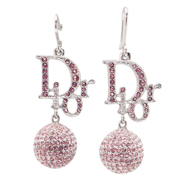 Dior Signature Sphere Pink Crystal Earrings