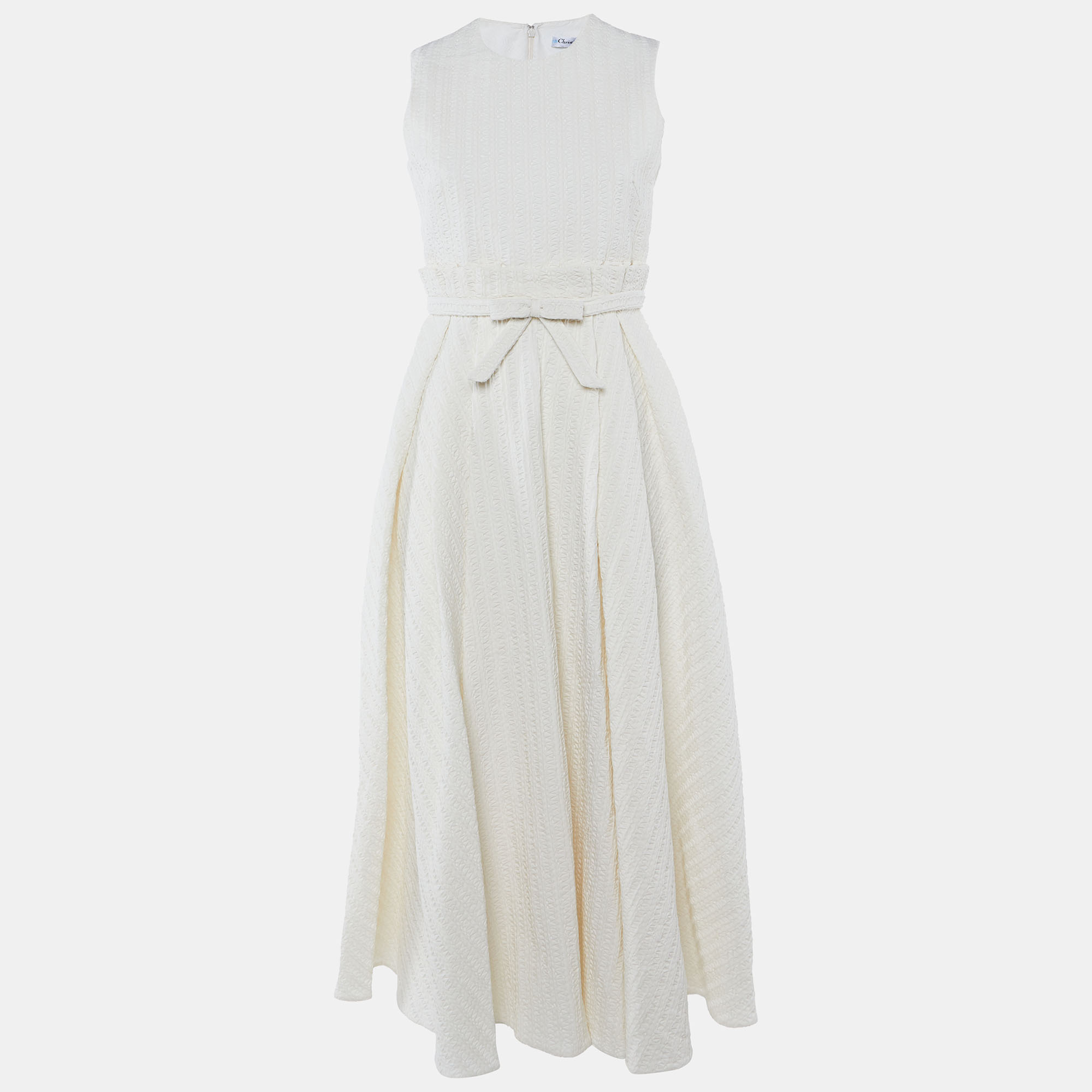 

Christian Dior White Textured Dress Maxi Dress M