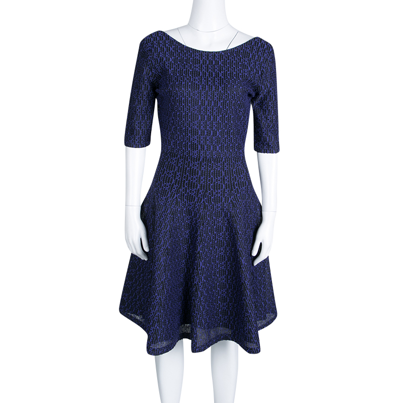 

Dior Purple and Black Textured Knit Fit and Flare Dress, Multicolor