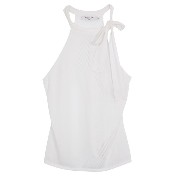 مملوكة مسبقًا Christian Dior White Sleeveless Blouse