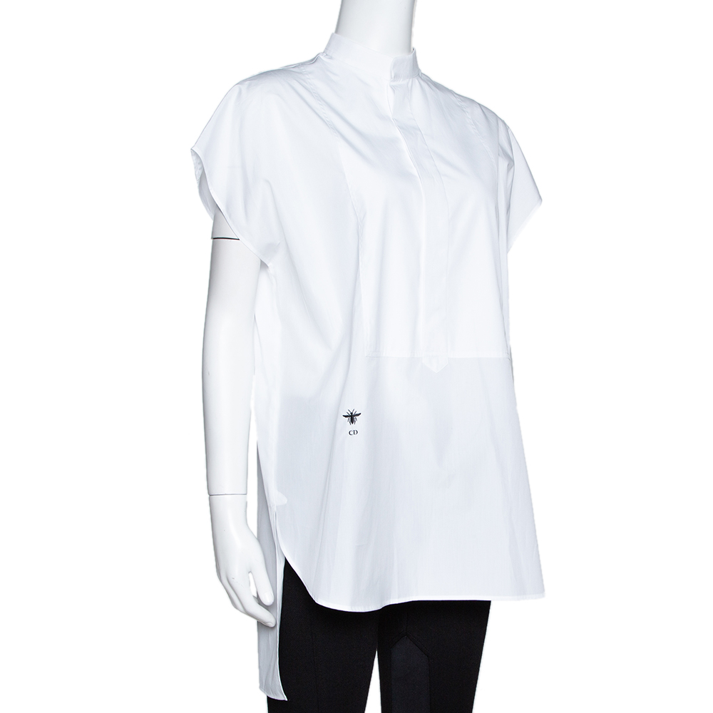 

Dior White Cotton Bee Embroidered Sleeveless Blouse