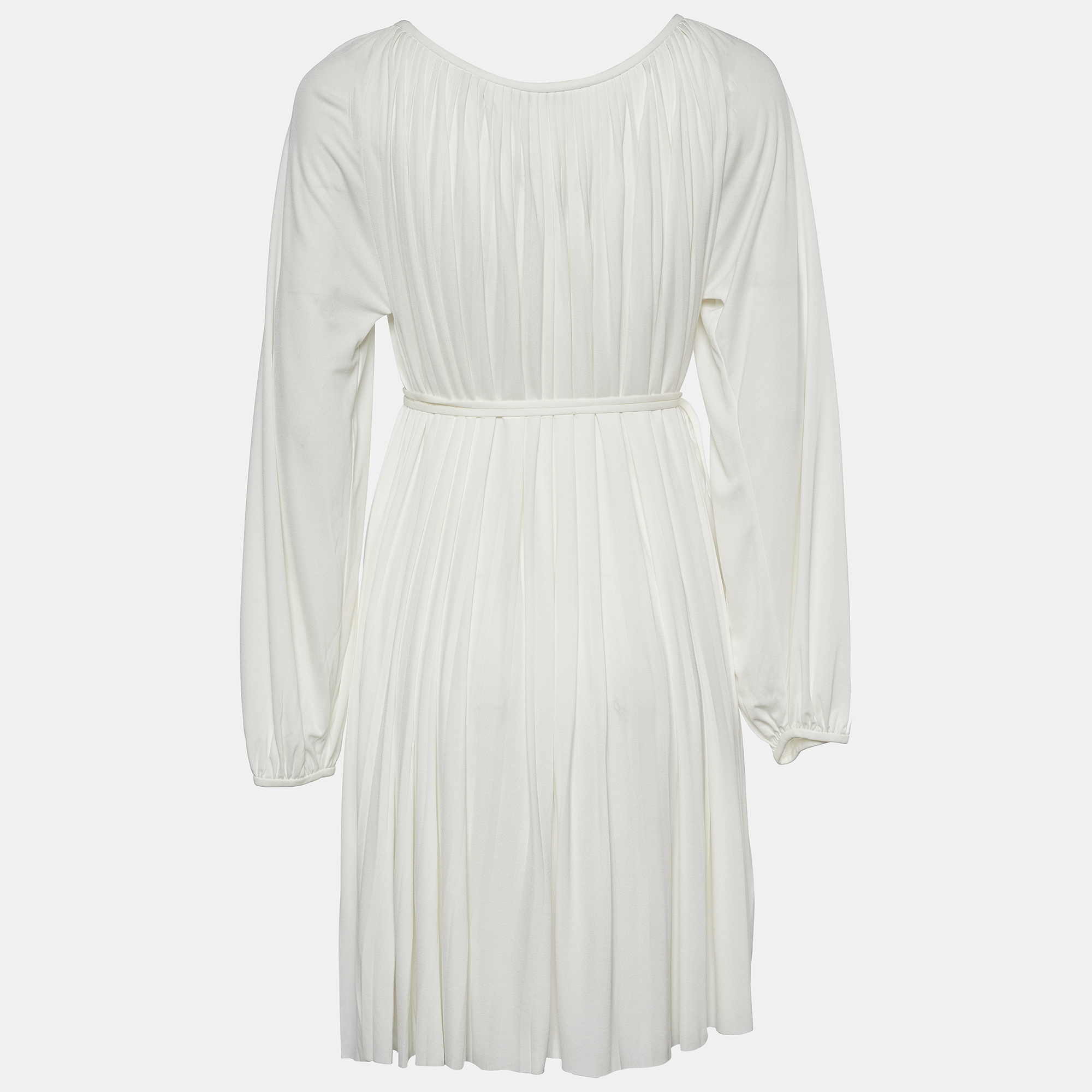 

Dior White Knit Pleated Flared Dress