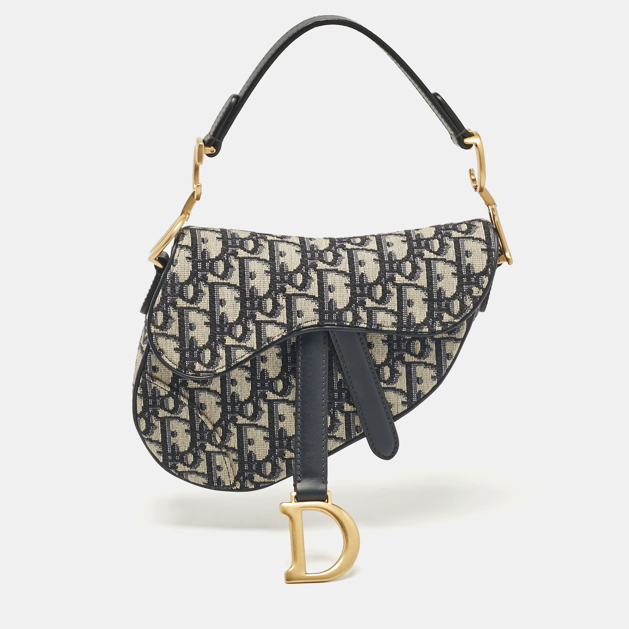 

Dior Navy Blue Oblique Canvas Mini Saddle Bag