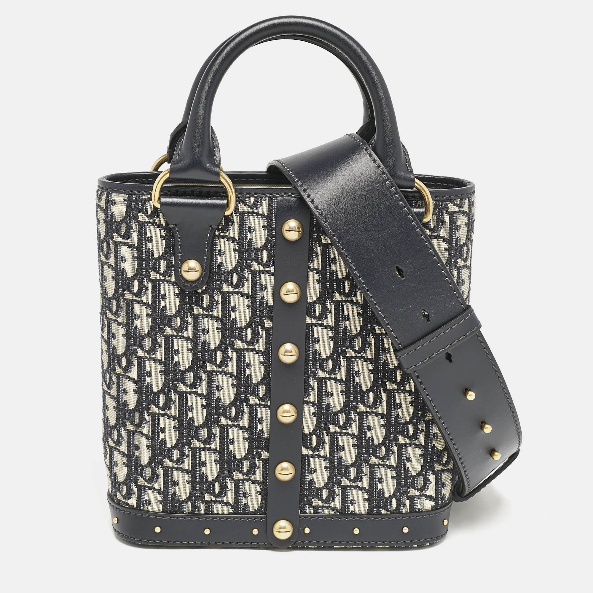 

Dior Blue Oblique Canvas and Leather Studded DiorAvenue Bag